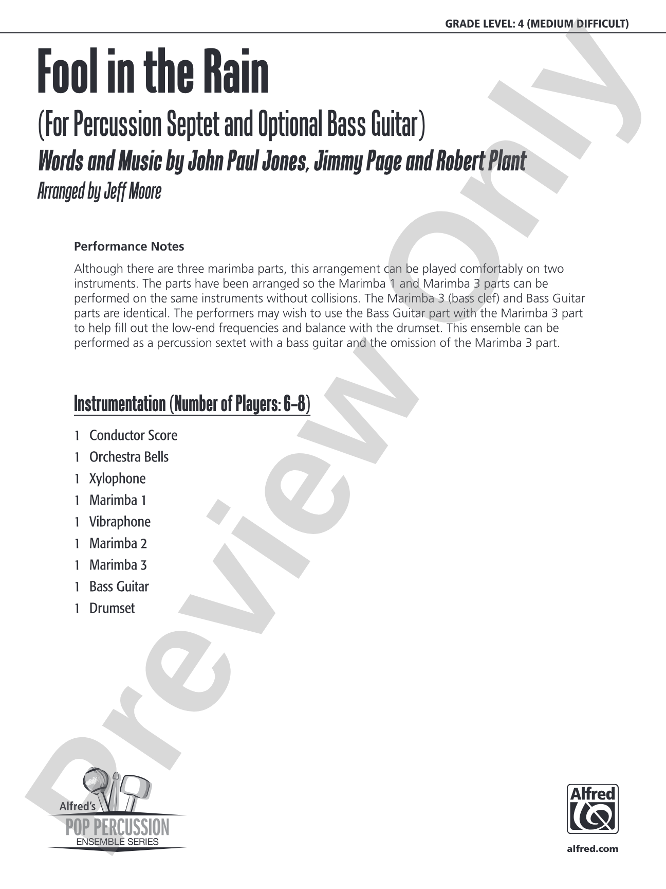 Fool in the Rain: Percussion Ensemble