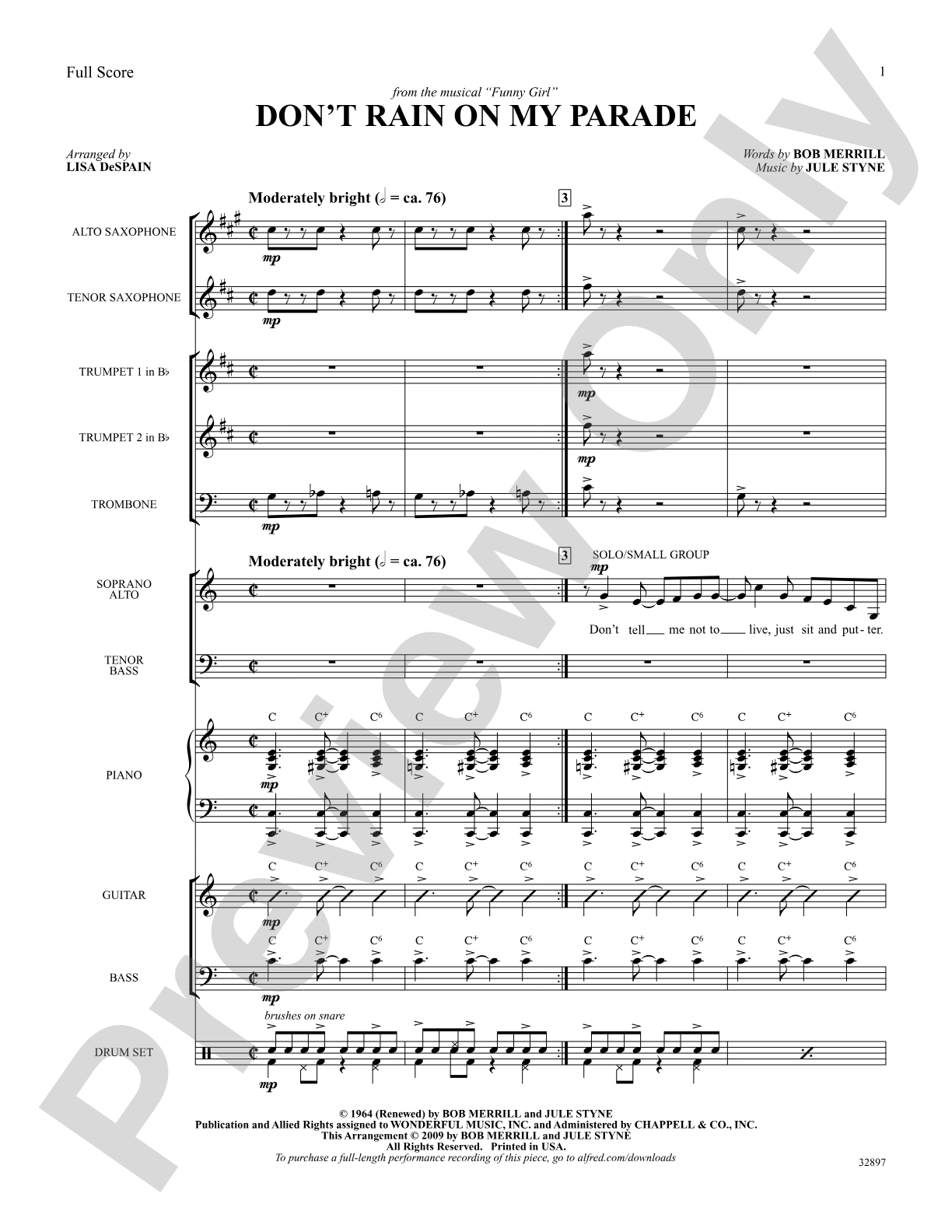 Don't Rain on My Parade (from the musical Funny Girl): Choral SoundPax