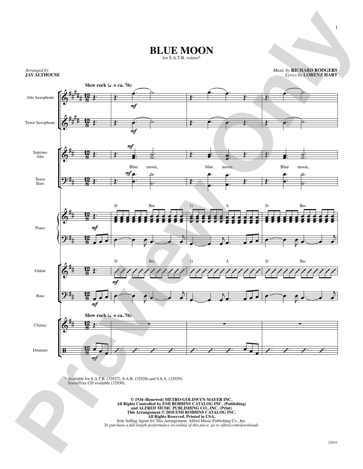 Blue Moon: Choral SoundPax