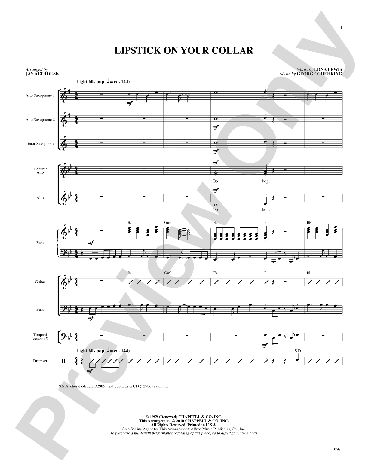 Lipstick on Your Collar: Choral SoundPax