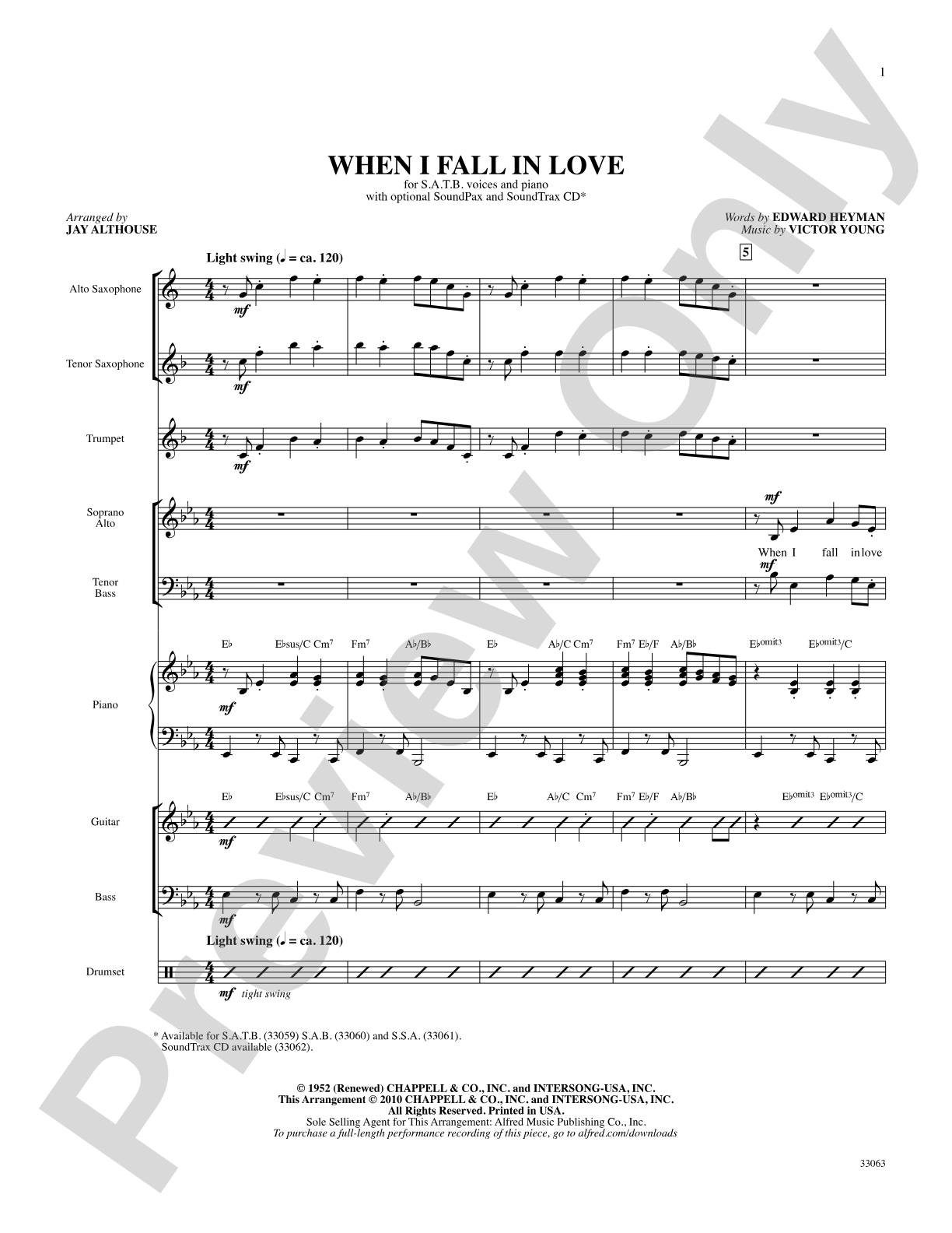 When I Fall in Love: Choral SoundPax