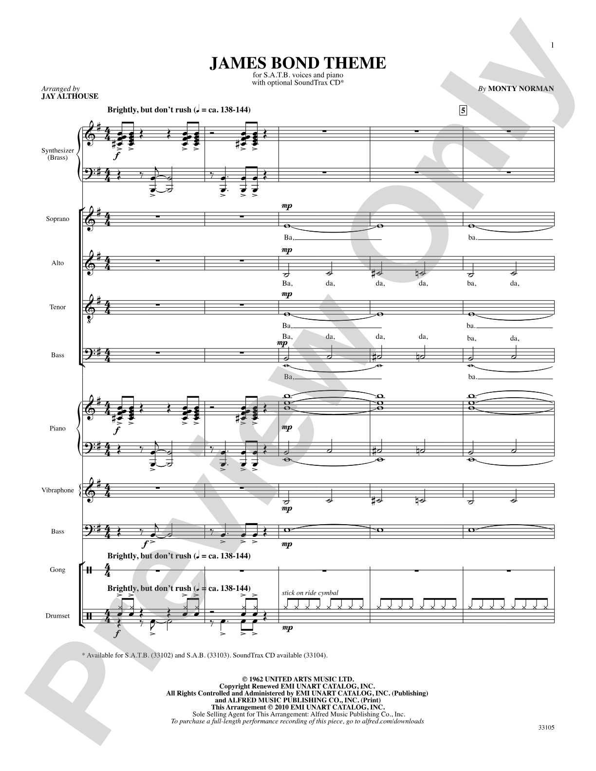 James Bond Theme: Choral SoundPax