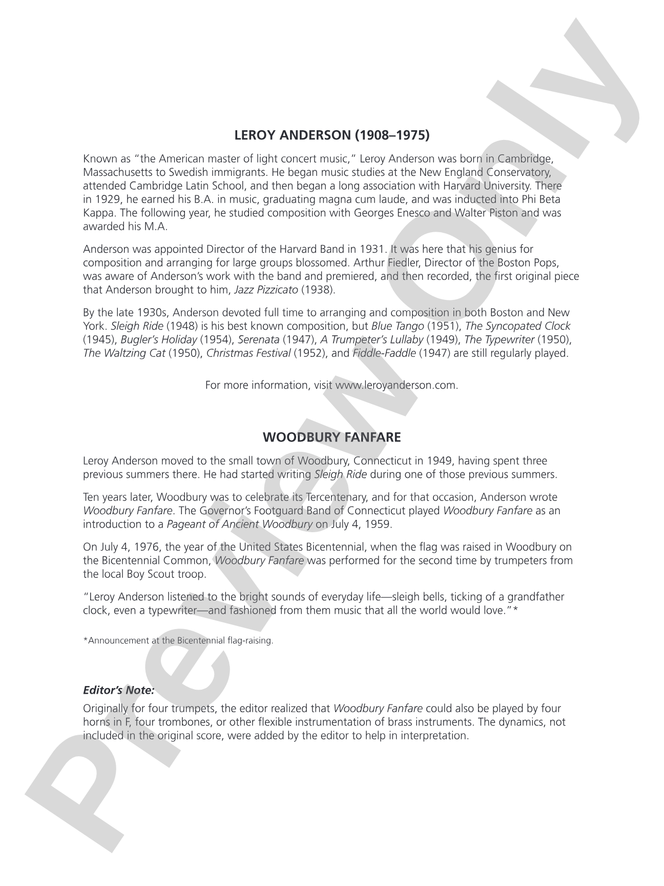 Woodbury Fanfare: Brass Quartet Score & Parts