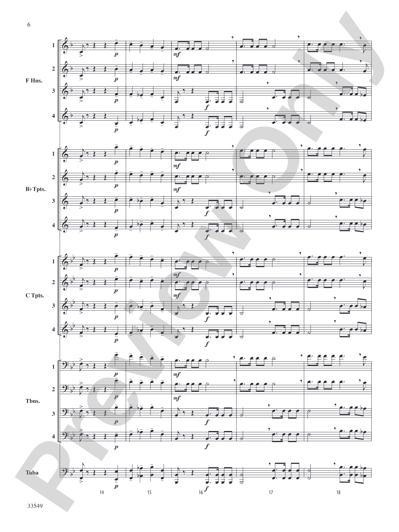 Woodbury Fanfare: Brass Quartet Score & Parts