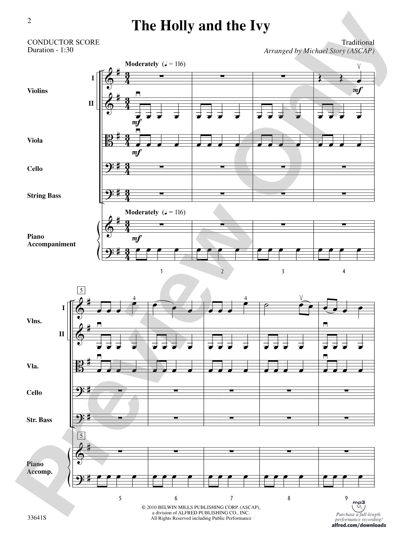 The Holly and the Ivy: String Orchestra Conductor Score & Parts