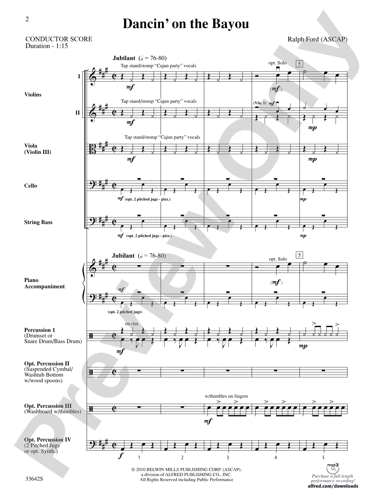Dancin' on the Bayou: String Orchestra Conductor Score & Parts