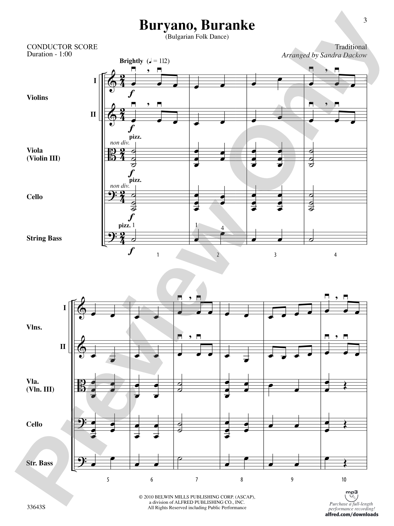 Buryano, Buranke: String Orchestra Conductor Score & Parts