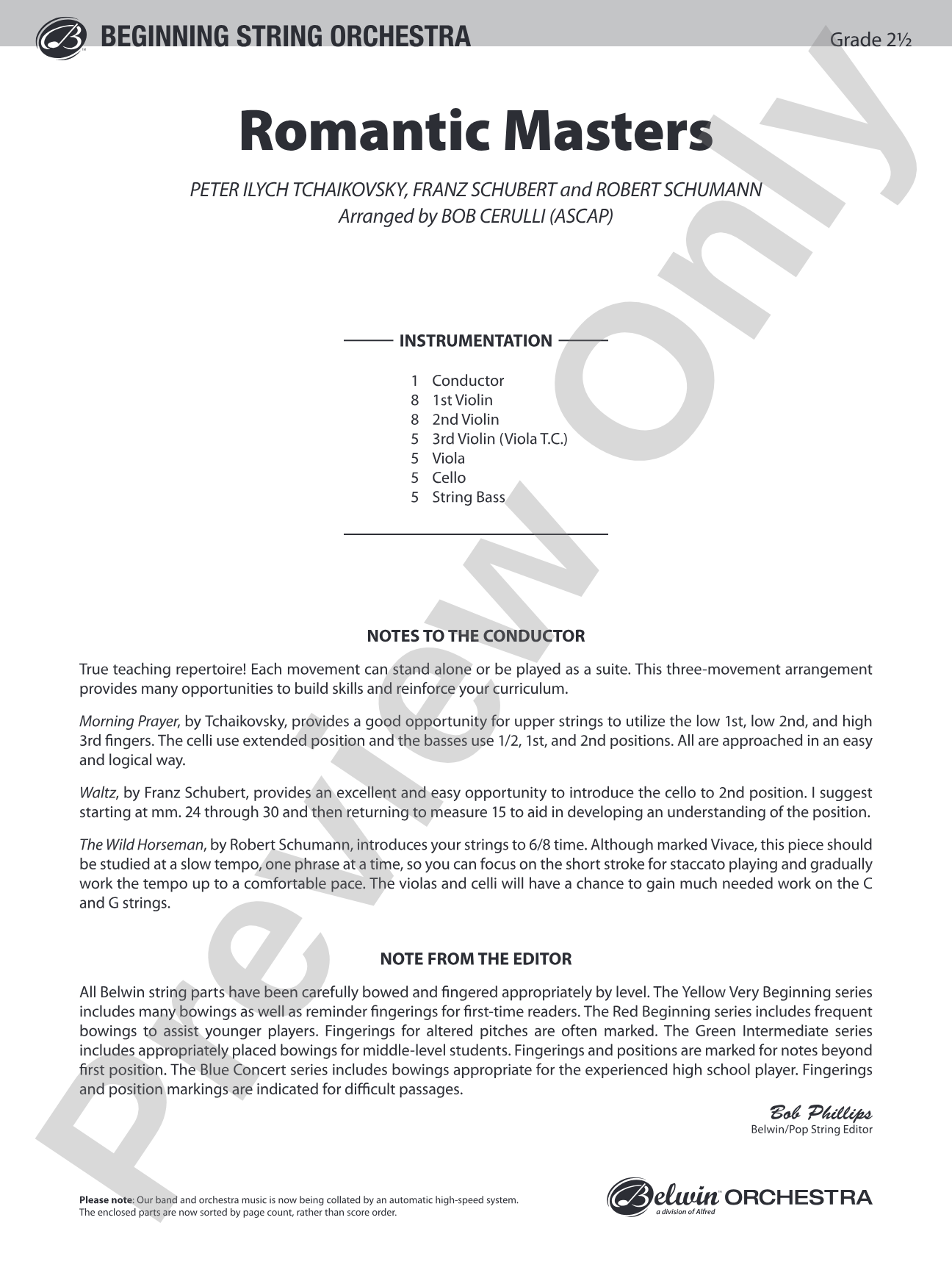 Romantic Masters: String Orchestra Conductor Score & Parts