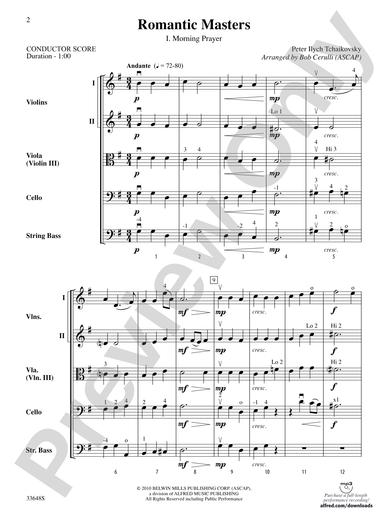 Romantic Masters: String Orchestra Conductor Score & Parts