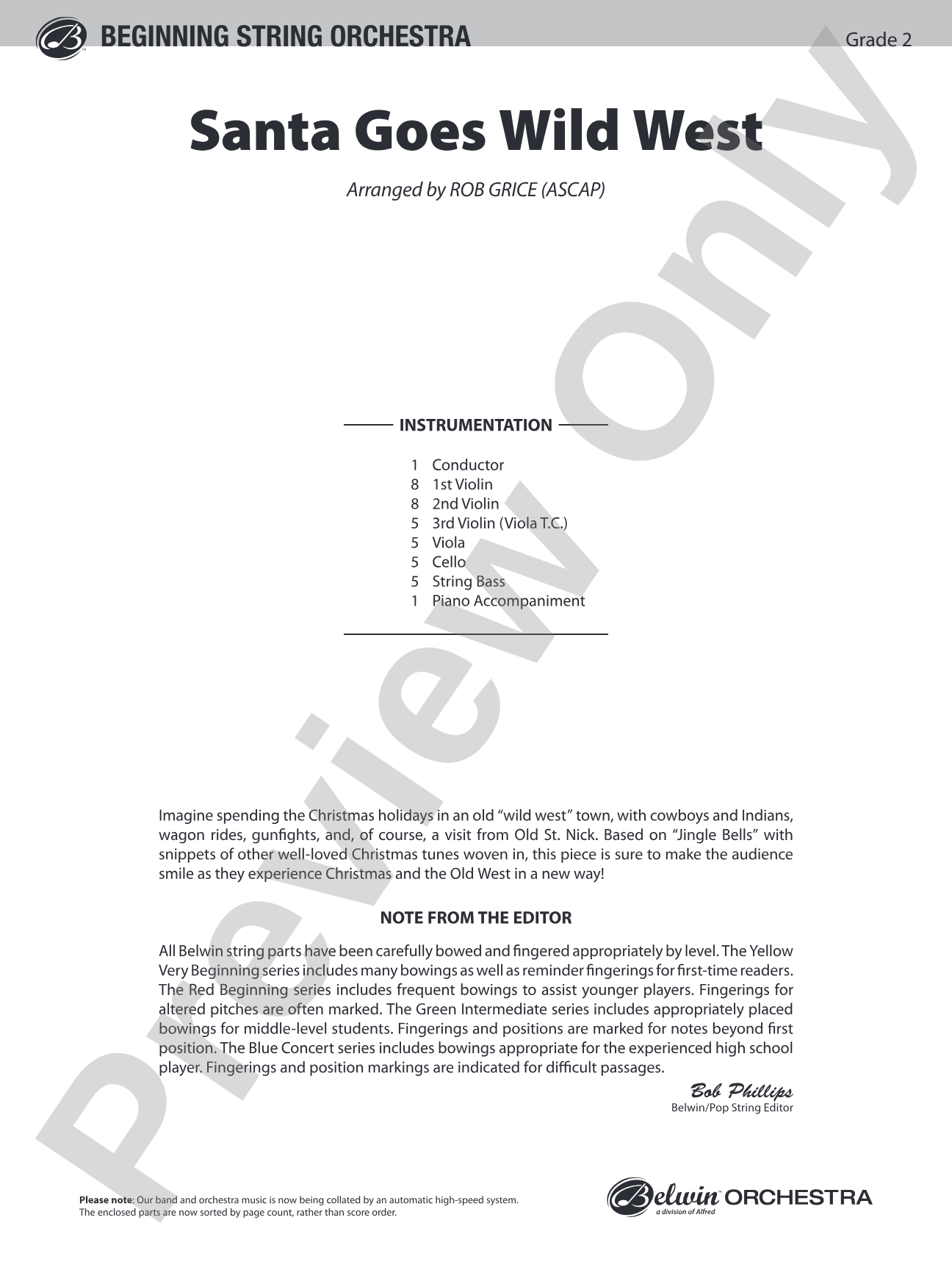 Santa Goes Wild West: String Orchestra Conductor Score & Parts