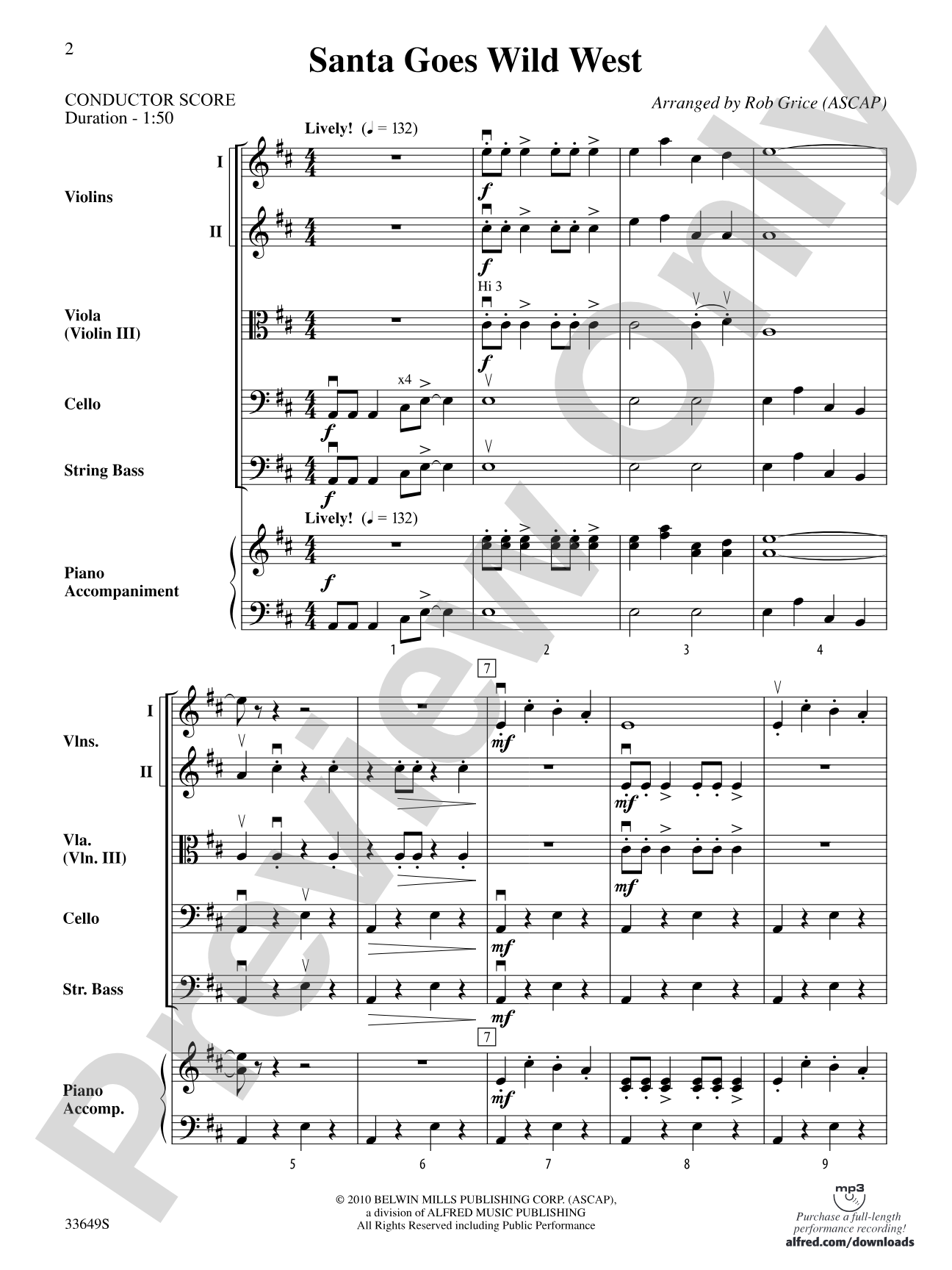 Santa Goes Wild West: String Orchestra Conductor Score & Parts