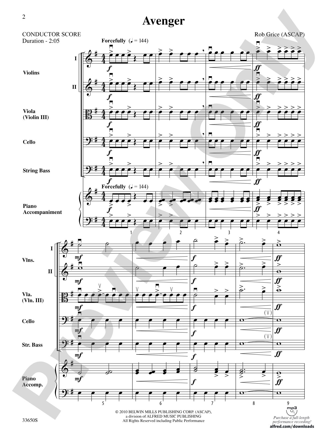 Avenger: String Orchestra Conductor Score & Parts