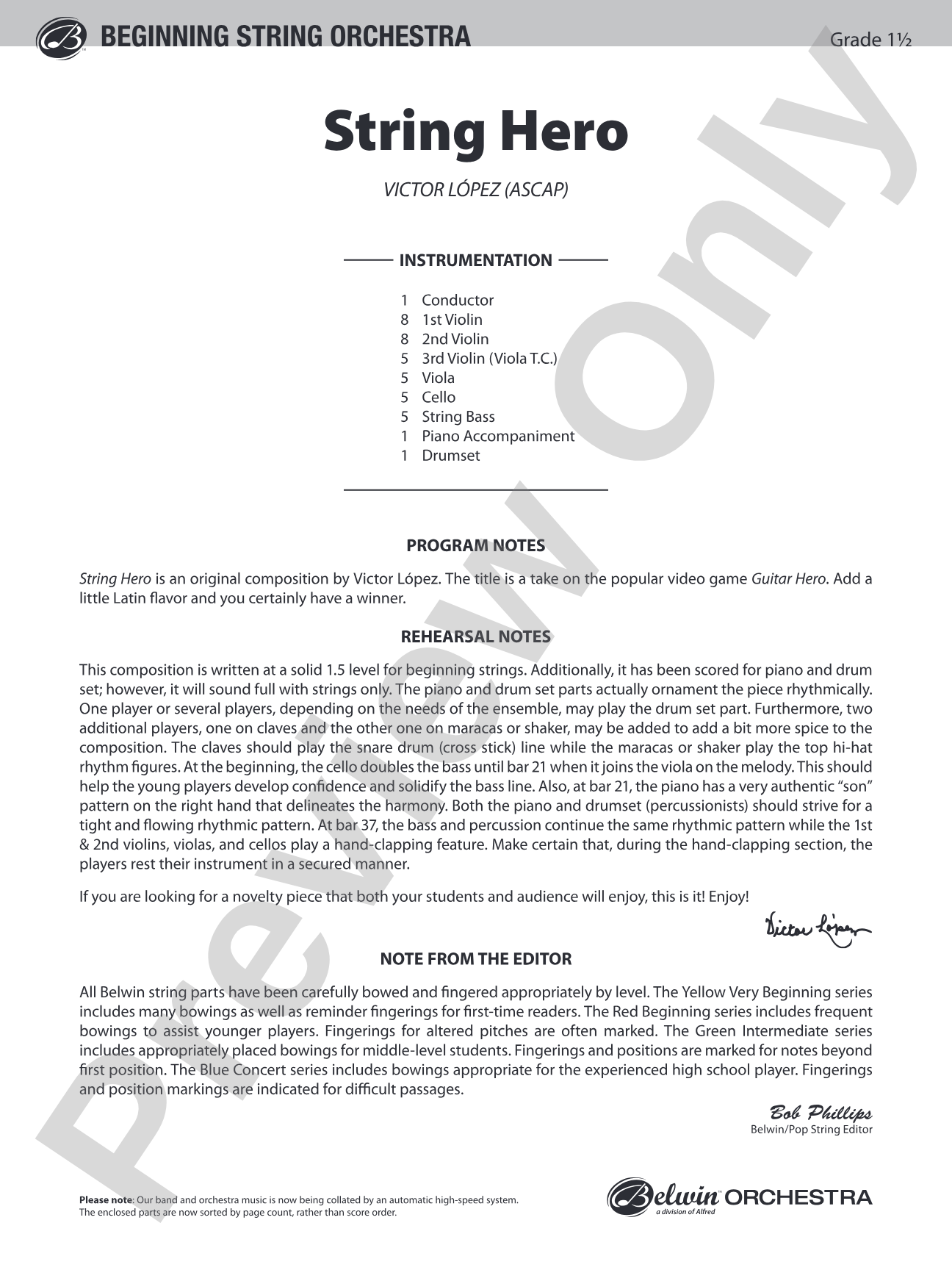 String Hero: String Orchestra Conductor Score & Parts