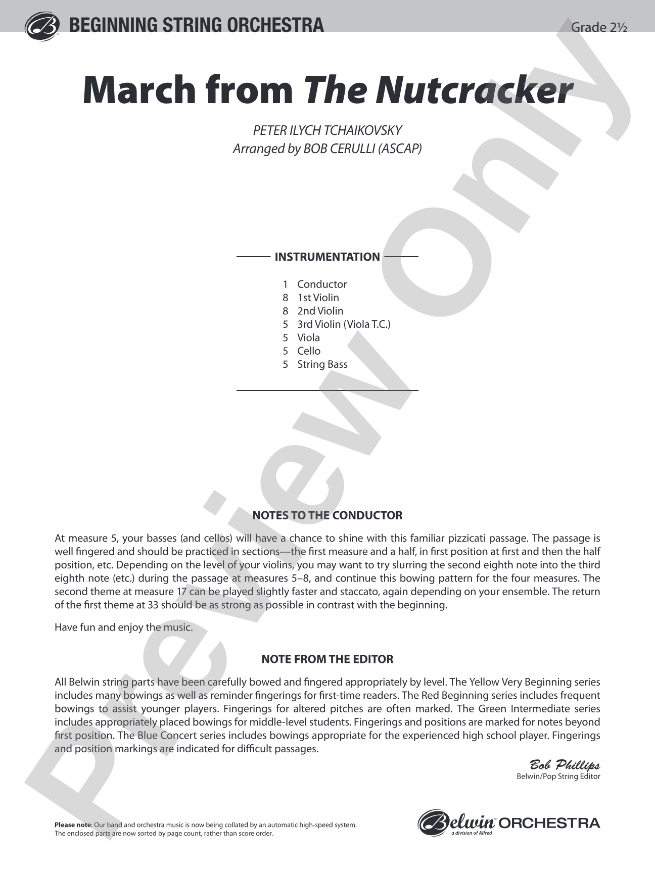 March from The Nutcracker: String Orchestra Conductor Score & Parts