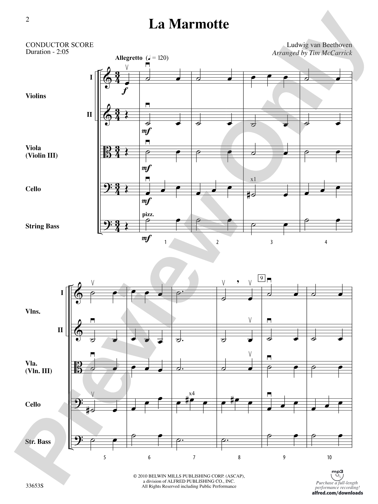 La Marmotte: String Orchestra Conductor Score & Parts