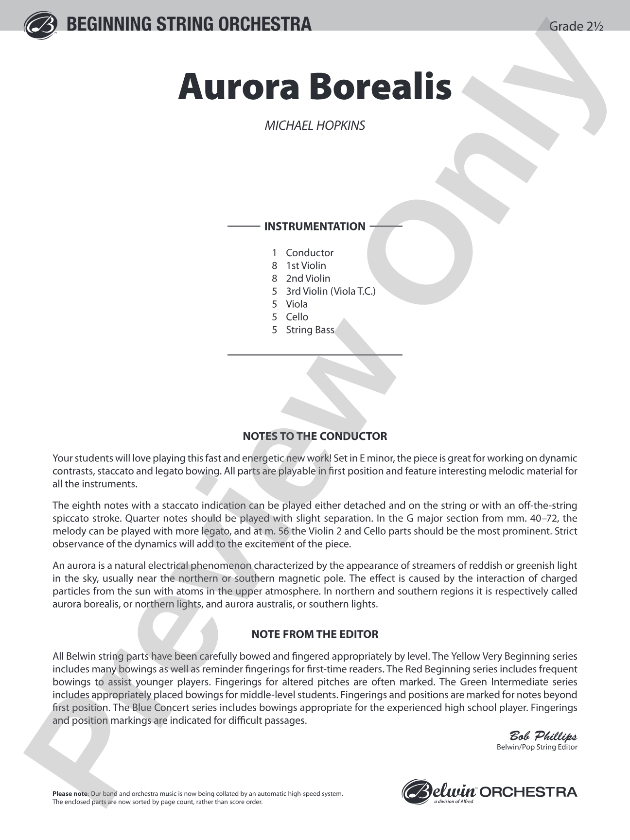 Aurora Borealis: String Orchestra Conductor Score & Parts