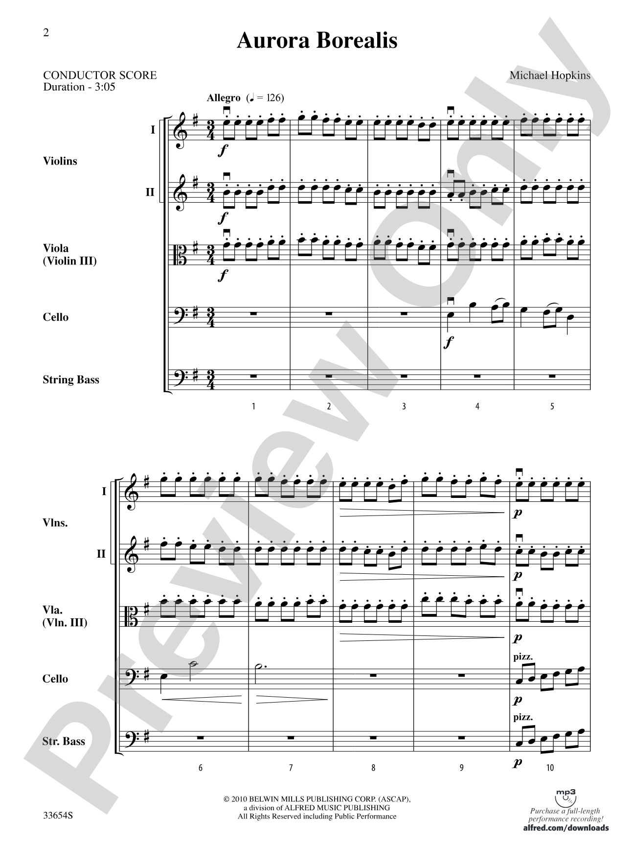 Aurora Borealis: String Orchestra Conductor Score & Parts