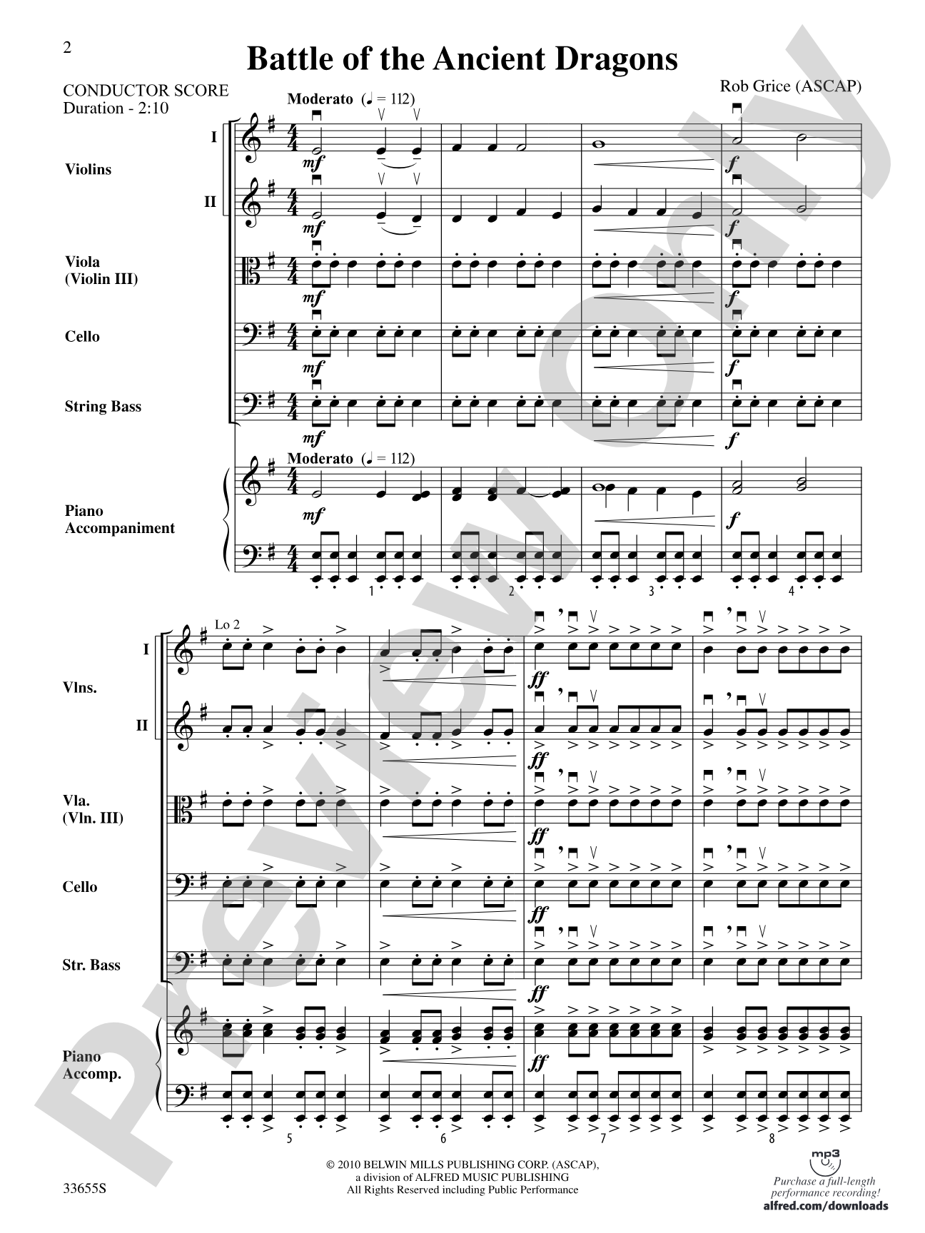 Battle of the Ancient Dragons: String Orchestra Conductor Score & Parts