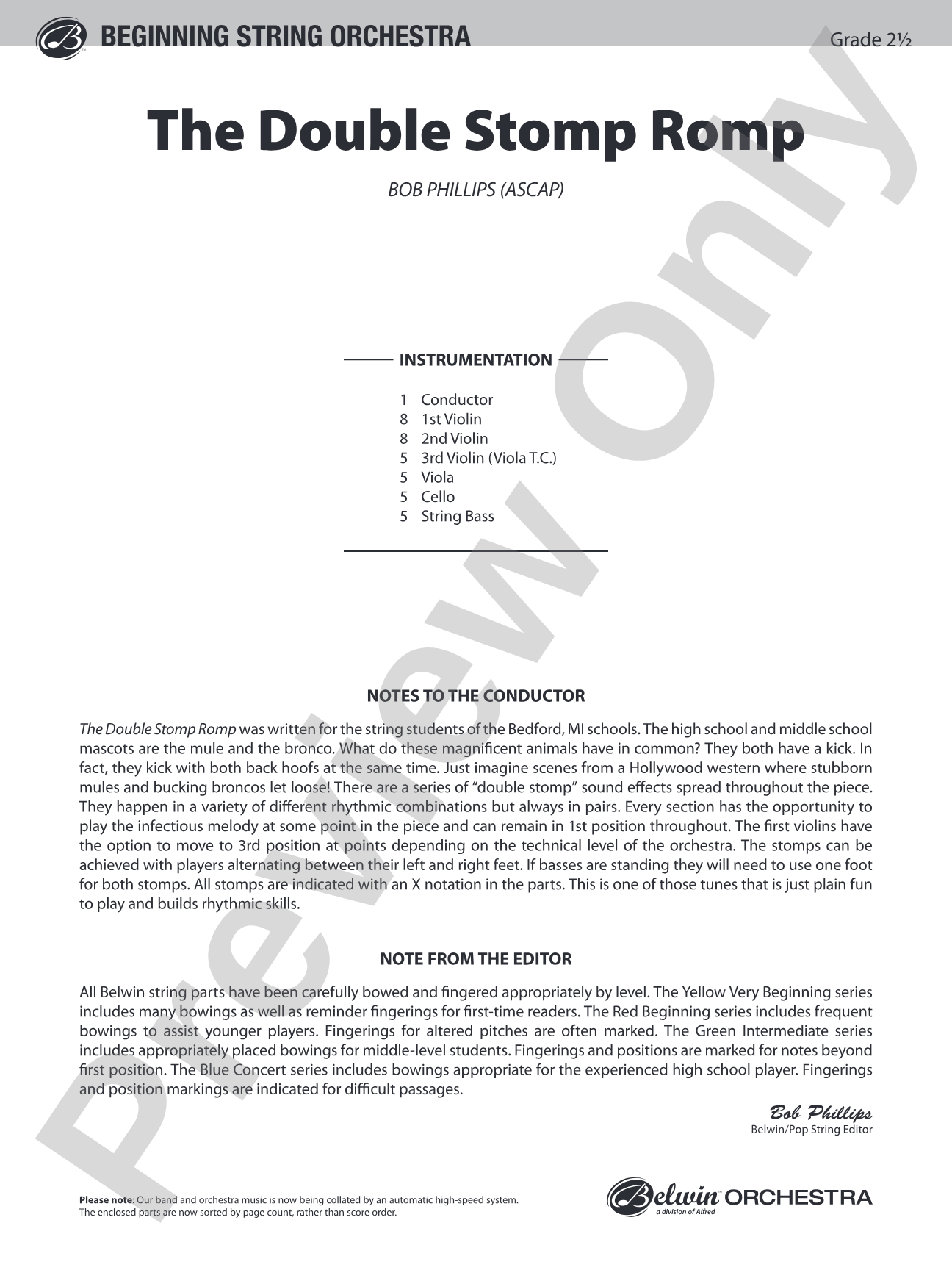 The Double Stomp Romp: String Orchestra Conductor Score & Parts