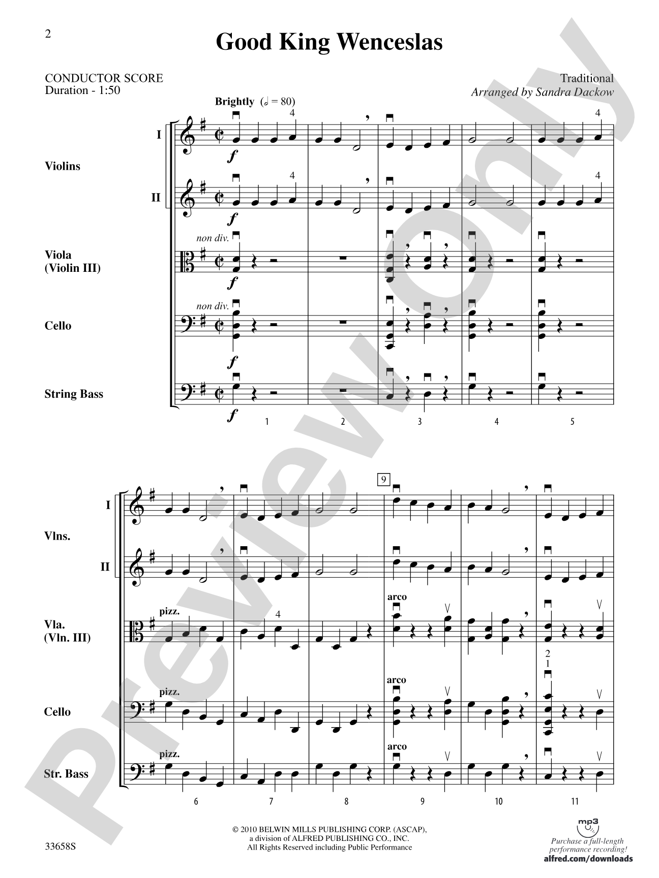 Good King Wenceslas: String Orchestra Conductor Score & Parts