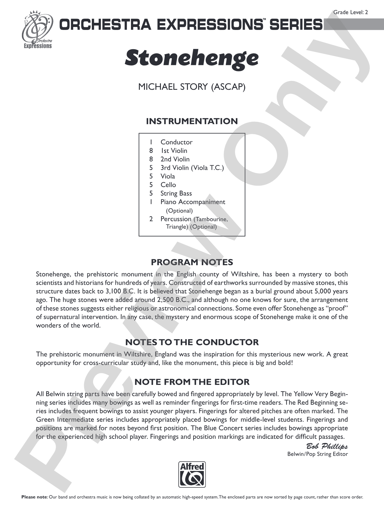 Stonehenge: String Orchestra Conductor Score & Parts