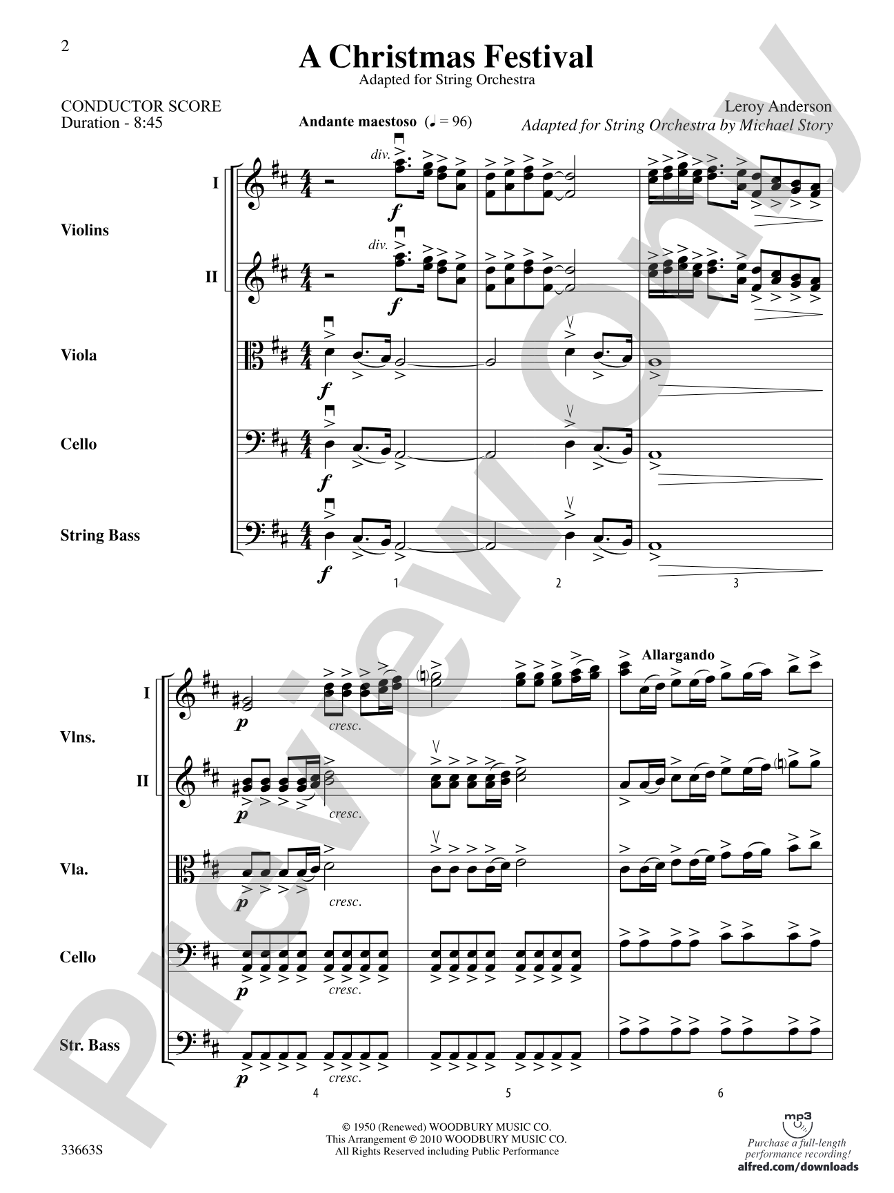 A Christmas Festival: String Orchestra Conductor Score & Parts