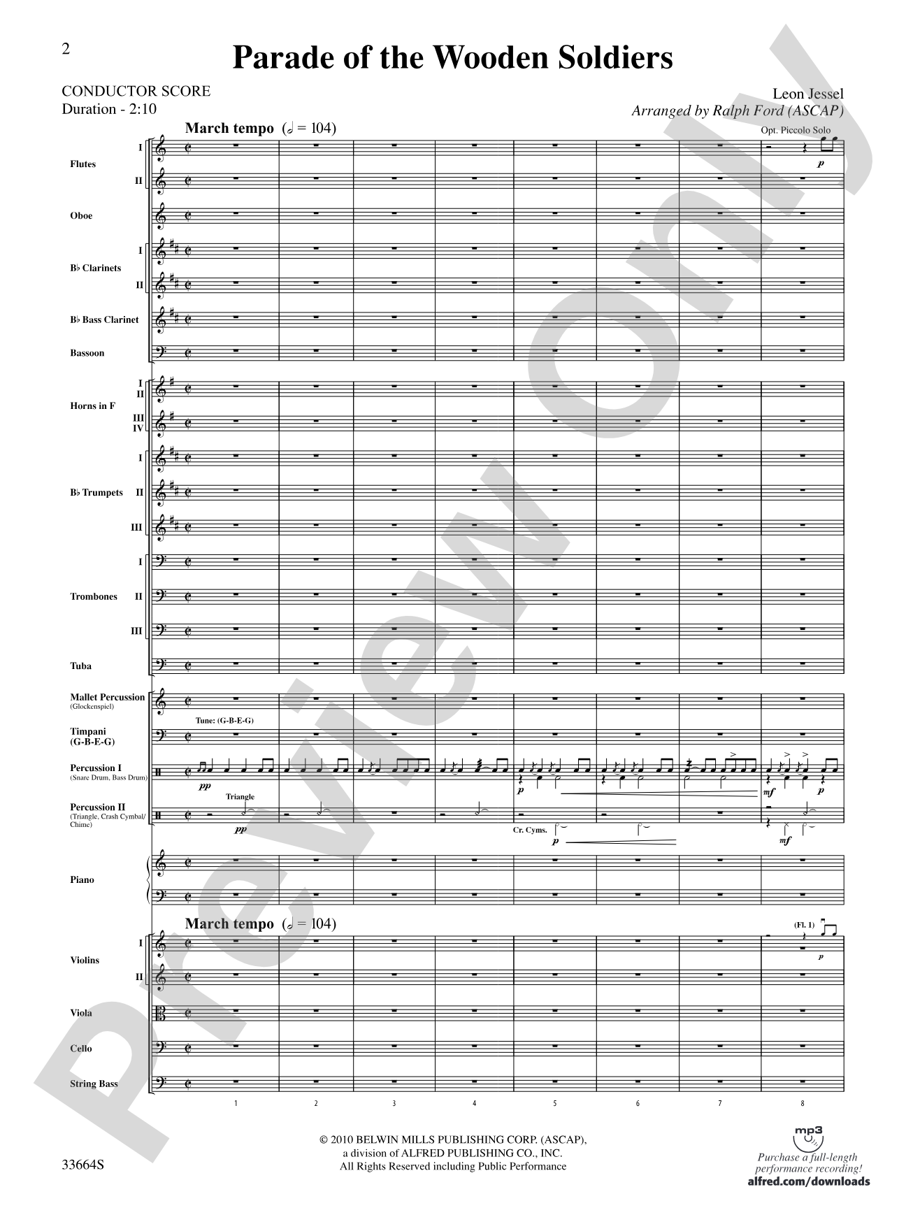 Parade of the Wooden Soldiers: Full Orchestra Conductor Score & Parts