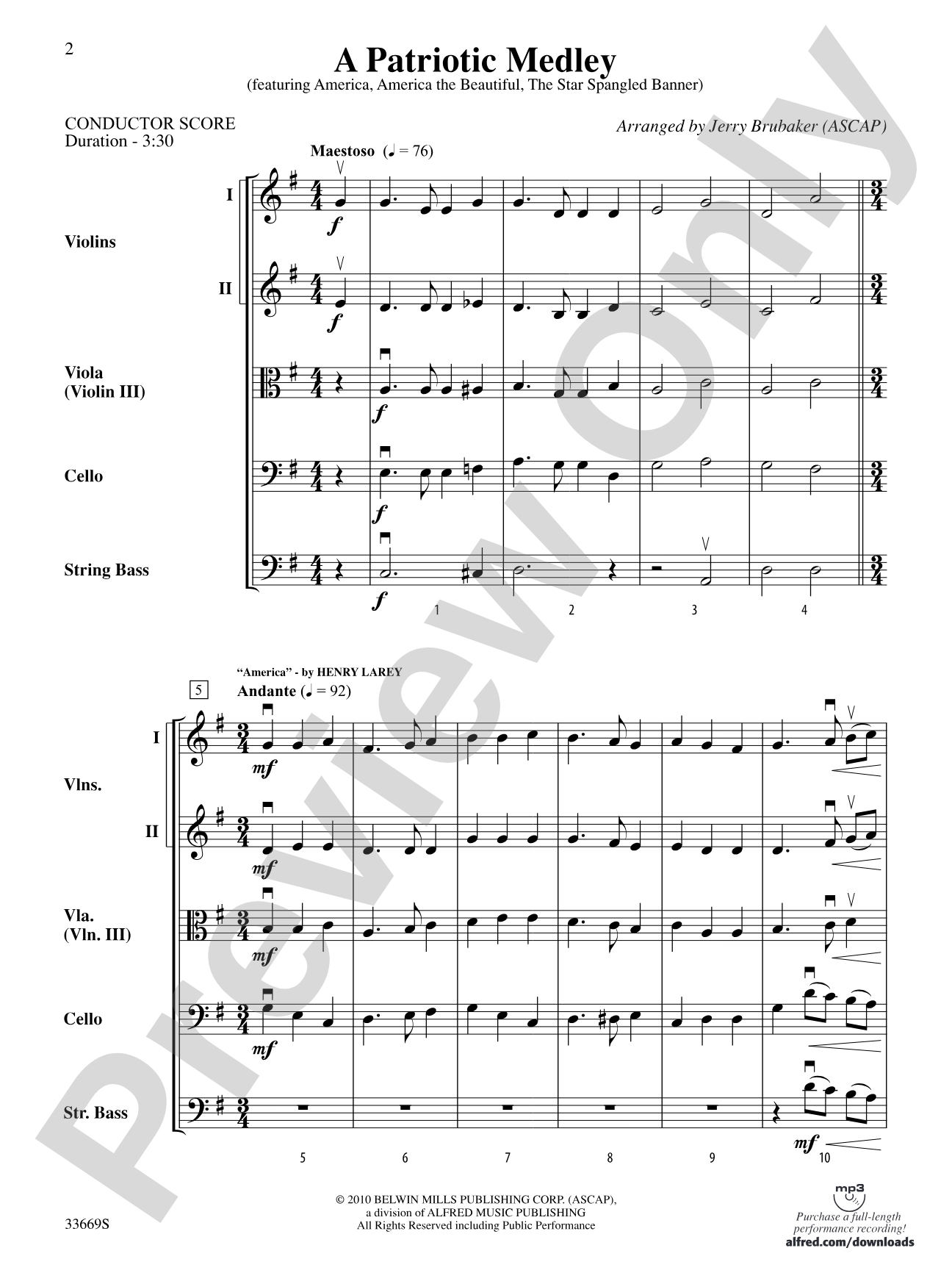 A Patriotic Medley: String Orchestra Conductor Score & Parts