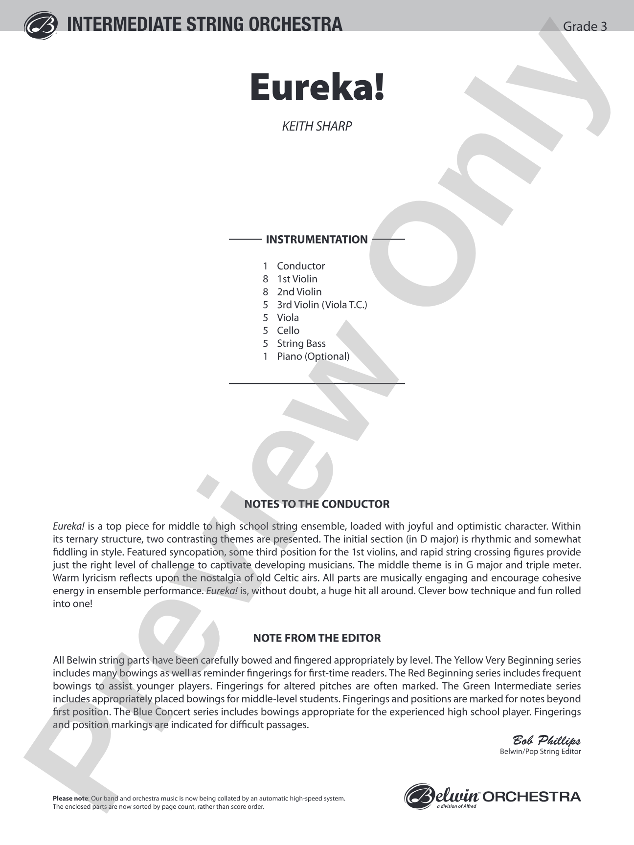 Eureka!: String Orchestra Conductor Score & Parts