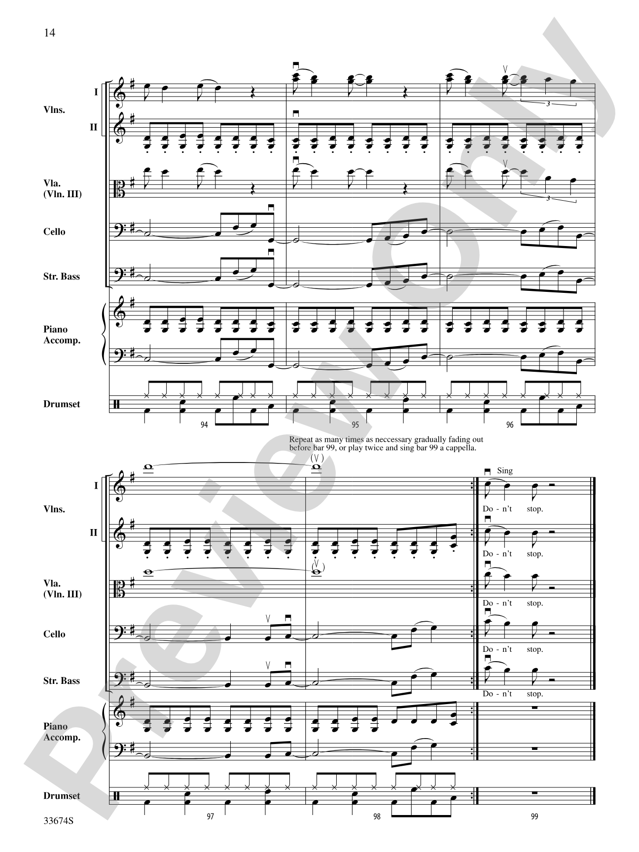 Don't Stop Believin': String Orchestra Conductor Score & Parts