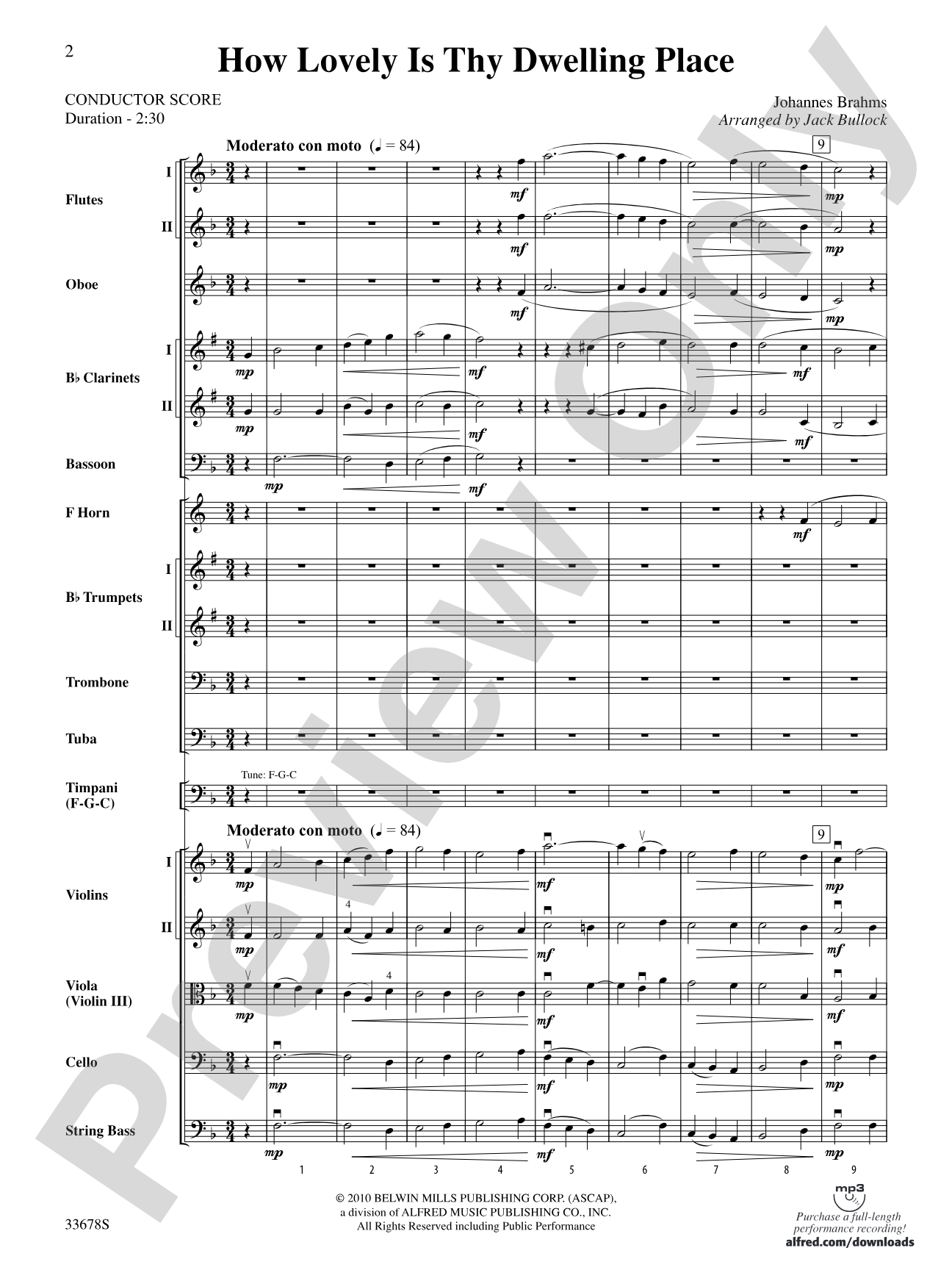 How Lovely Is Thy Dwelling Place: Full Orchestra Conductor Score & Parts