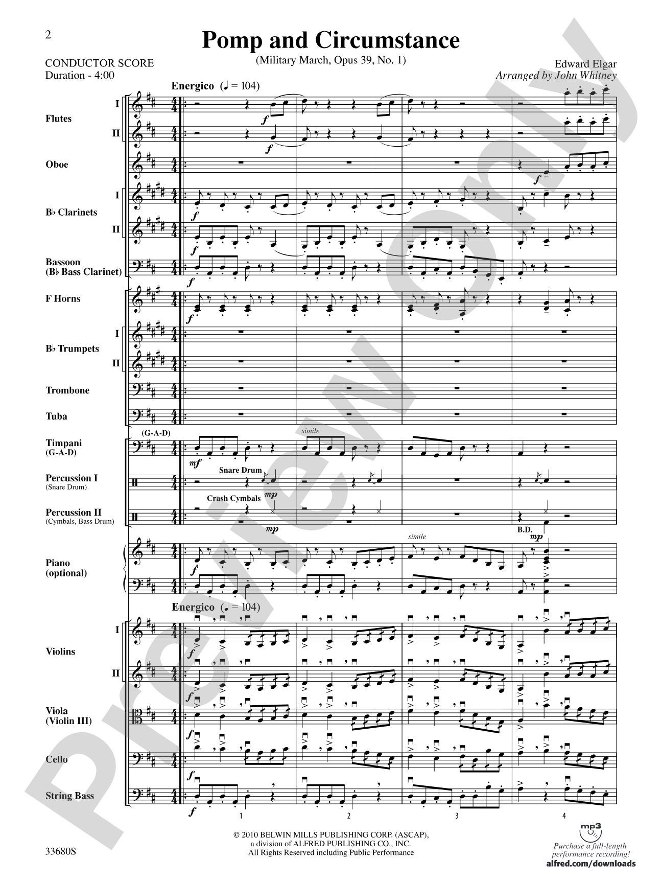 Pomp and Circumstance: Full Orchestra Conductor Score & Parts
