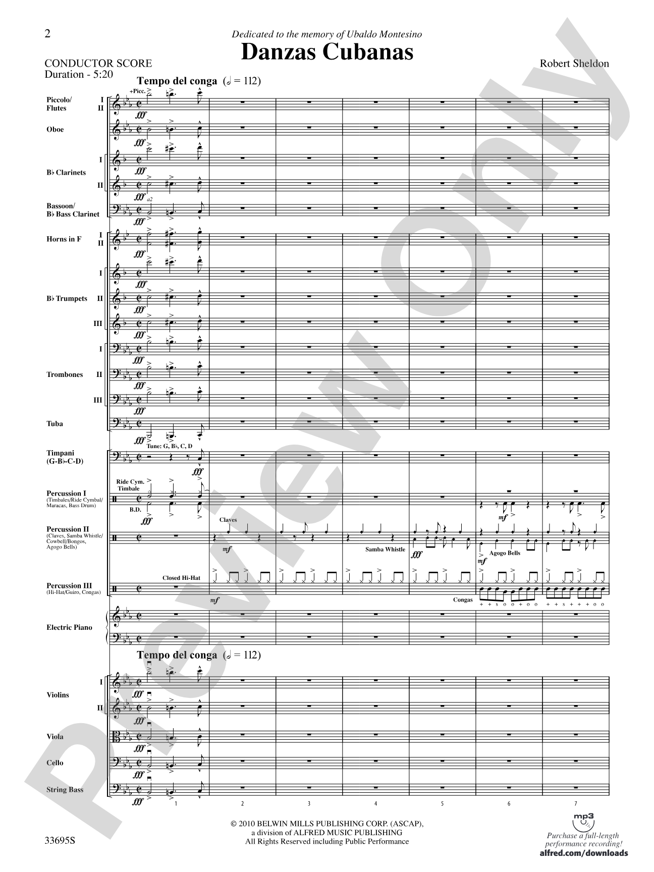 Danzas Cubanas: Full Orchestra Conductor Score & Parts