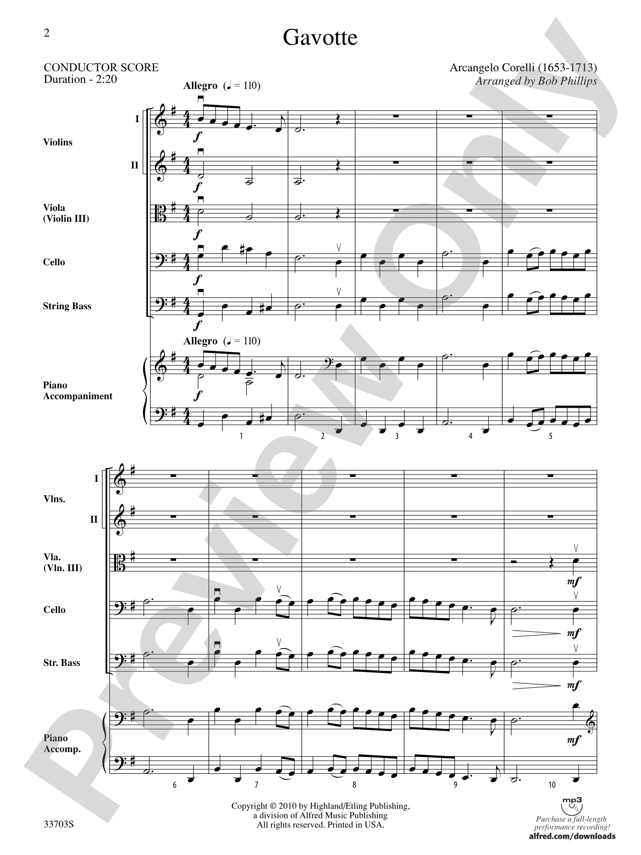 Gavotte: String Orchestra Conductor Score & Parts