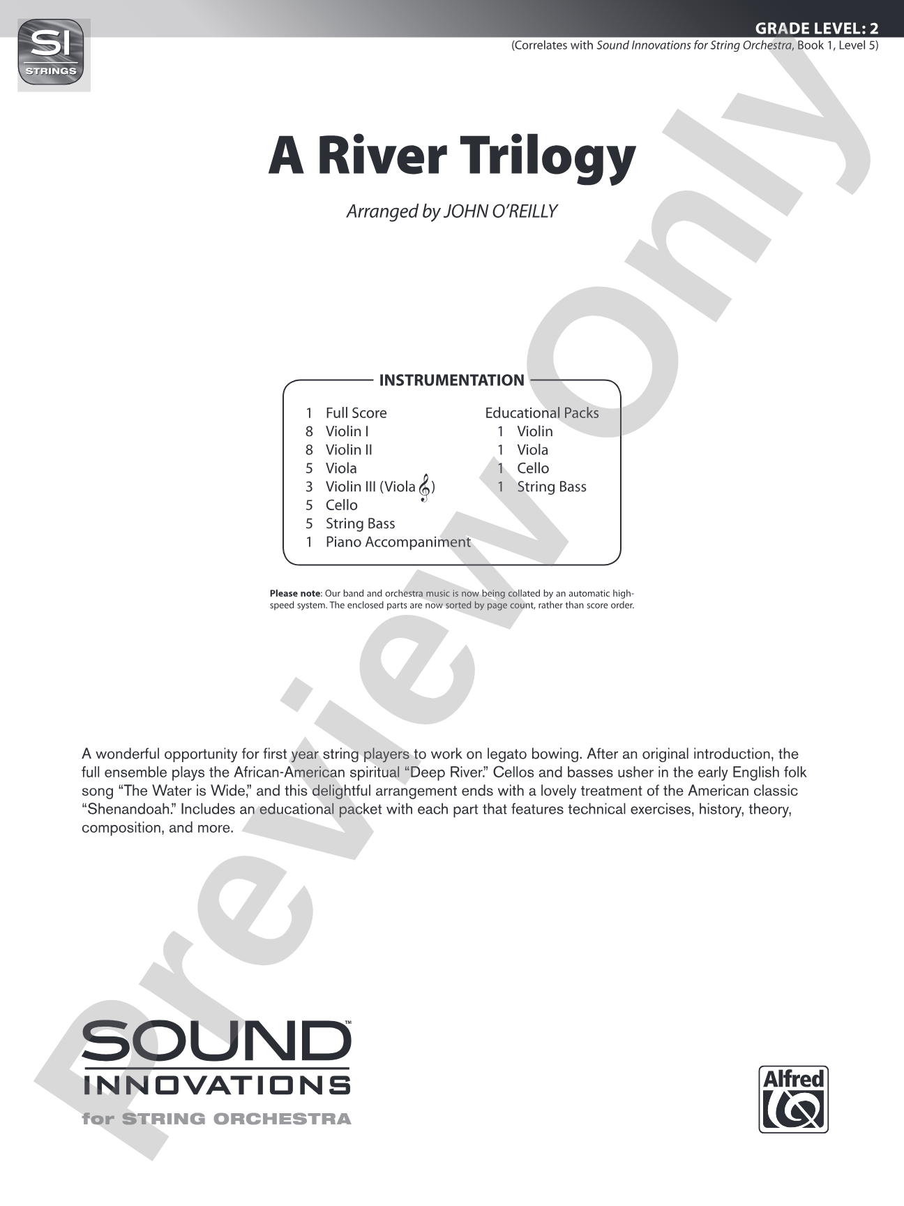 A River Trilogy: String Orchestra Conductor Score & Parts
