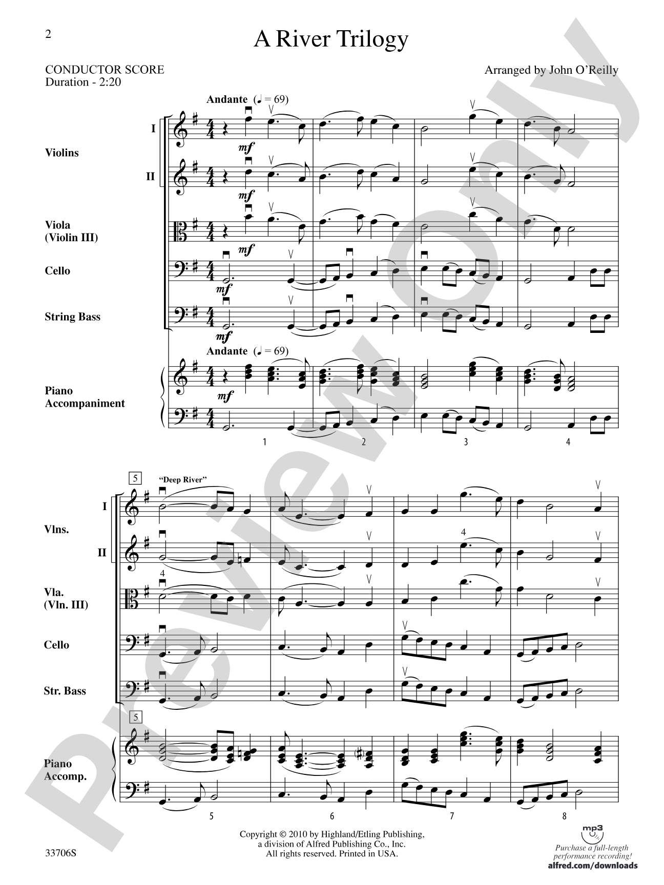 A River Trilogy: String Orchestra Conductor Score & Parts