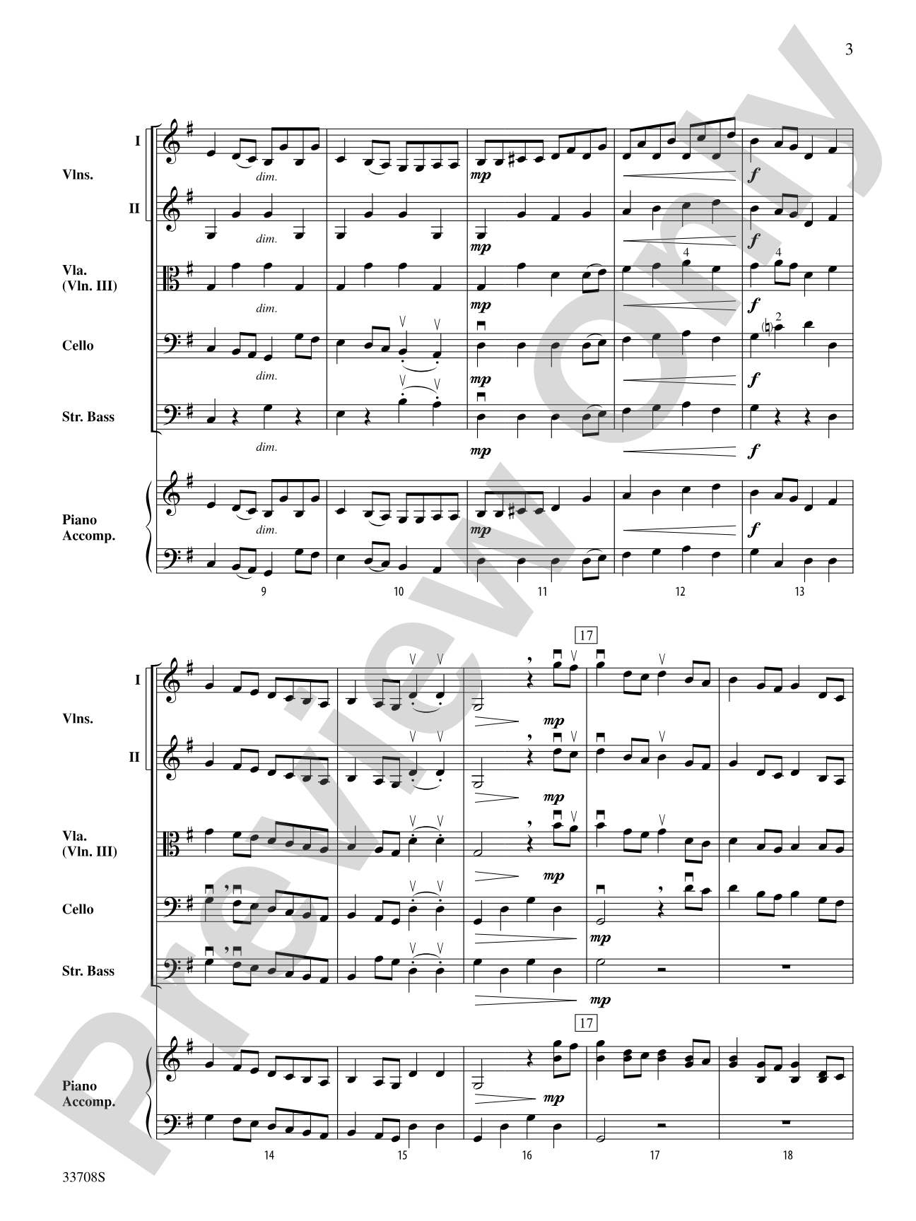 Brandenburg Concerto No. 3 (First Movement): String Orchestra Conductor Score & Parts