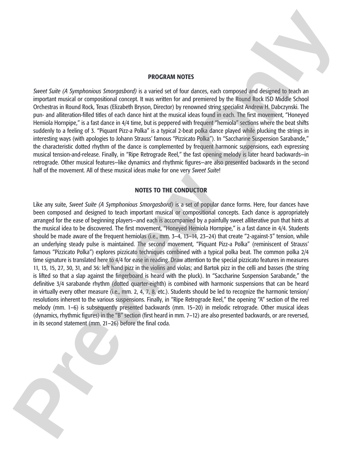 Sweet Suite: String Orchestra Conductor Score & Parts