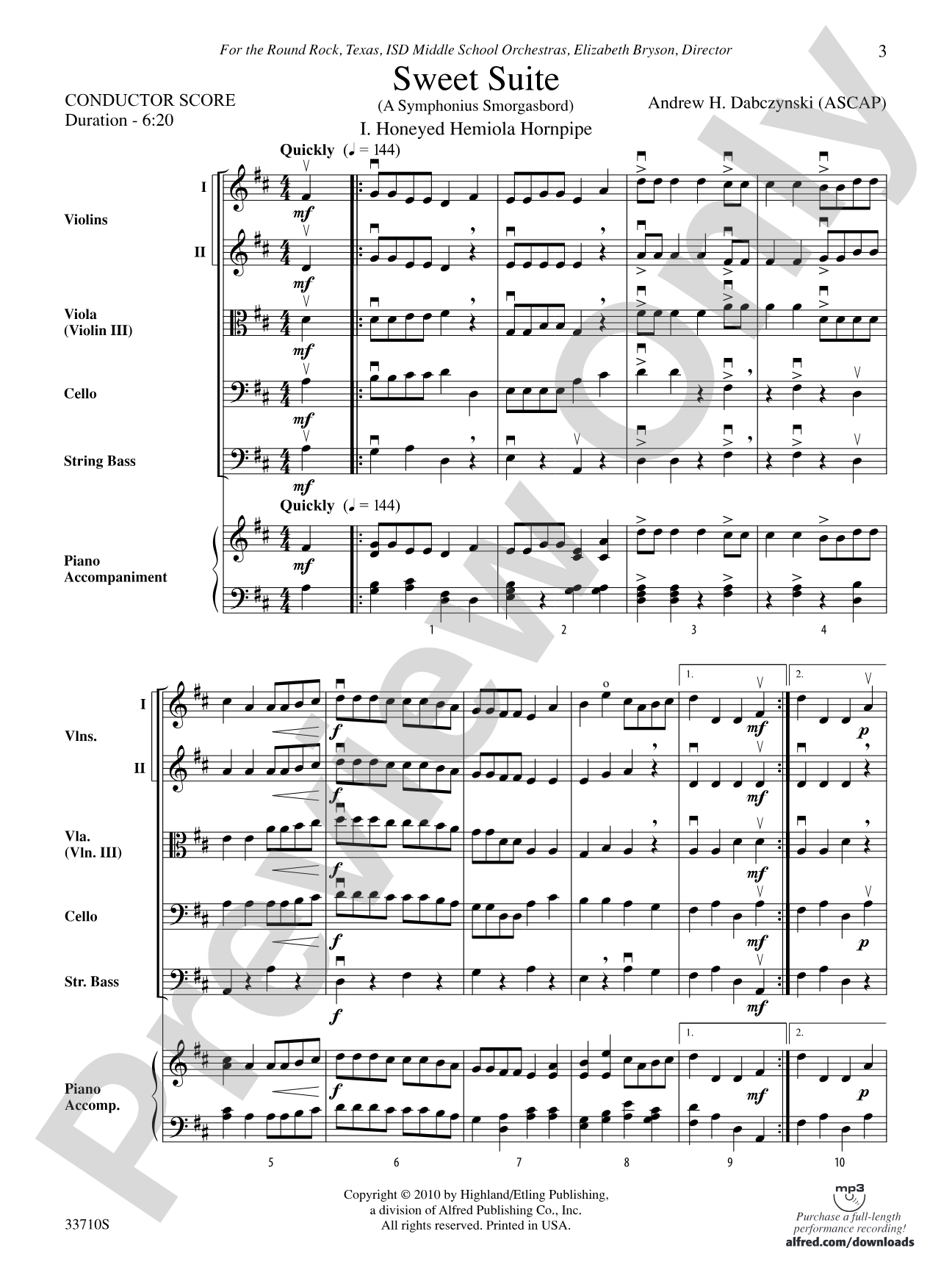 Sweet Suite: String Orchestra Conductor Score & Parts