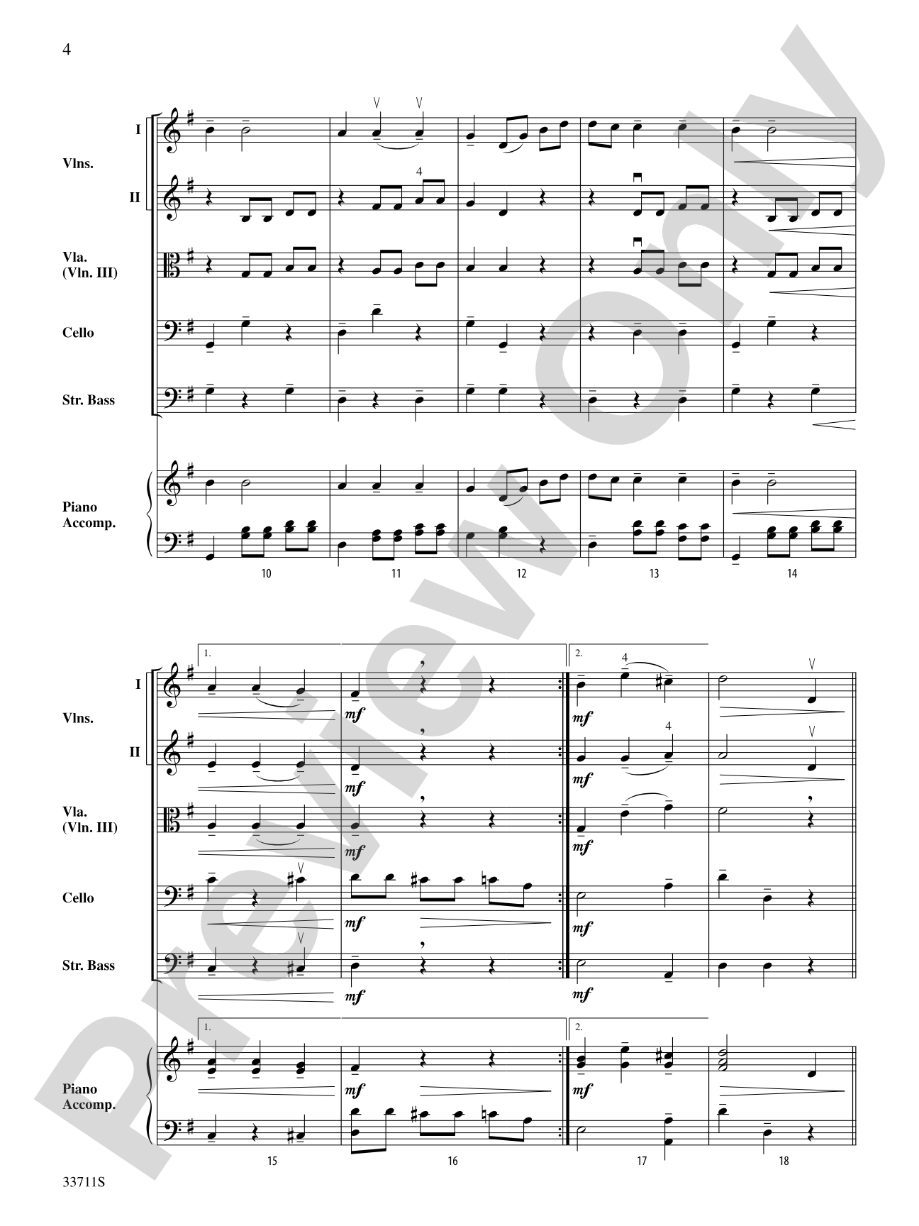 Minuet in G: String Orchestra Conductor Score & Parts