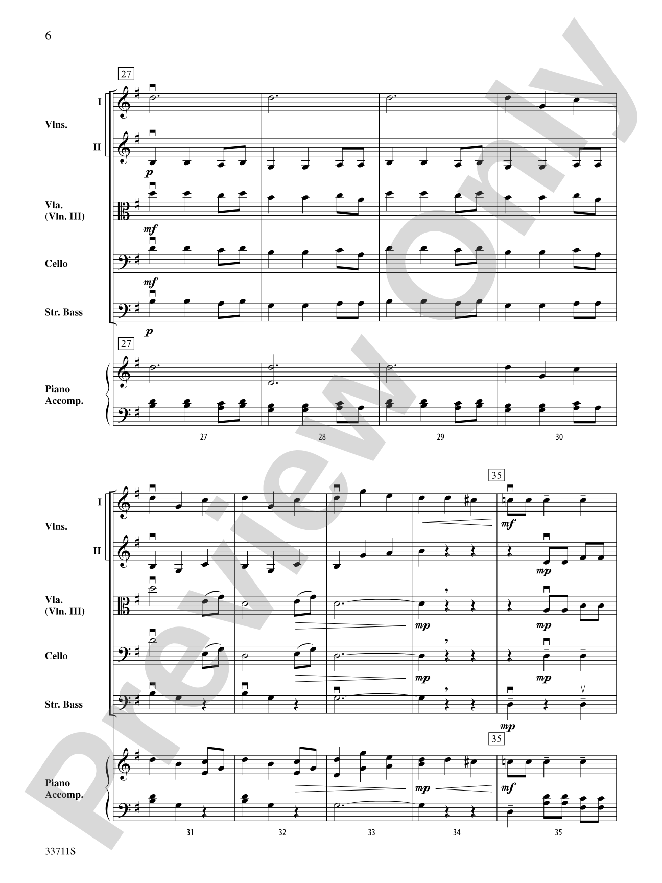 Minuet in G: String Orchestra Conductor Score & Parts