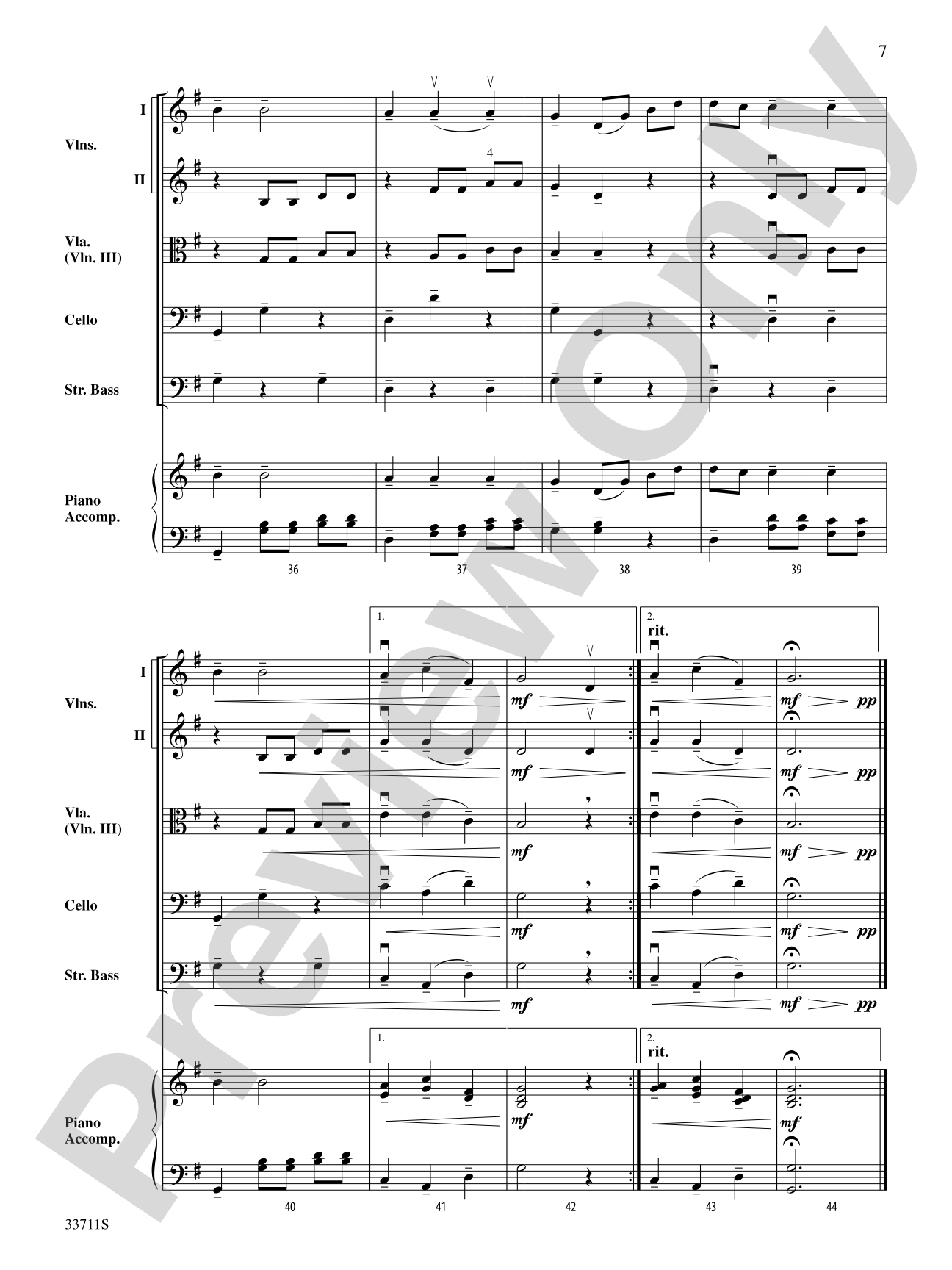 Minuet in G: String Orchestra Conductor Score & Parts