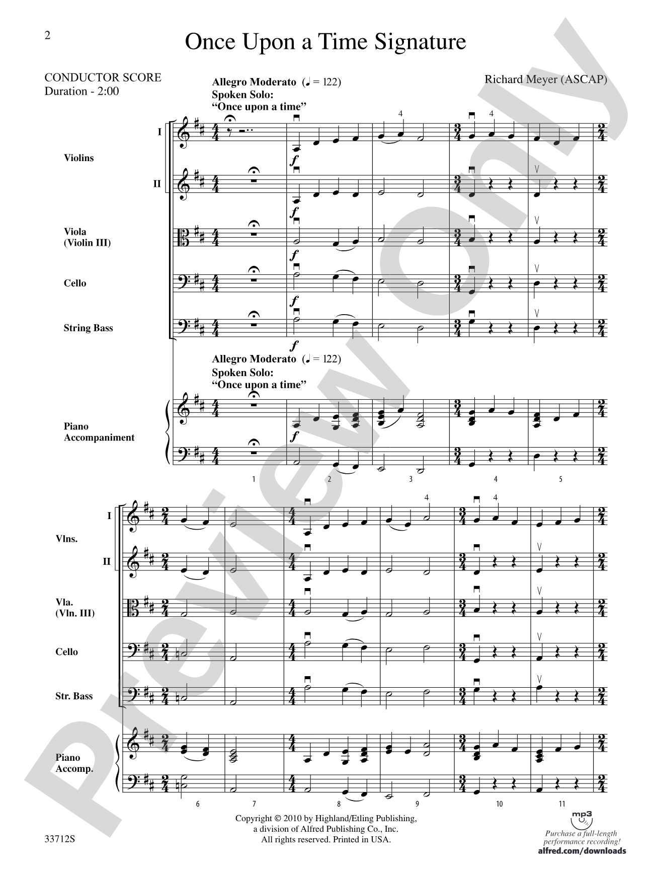 Once Upon a Time Signature: String Orchestra Conductor Score & Parts