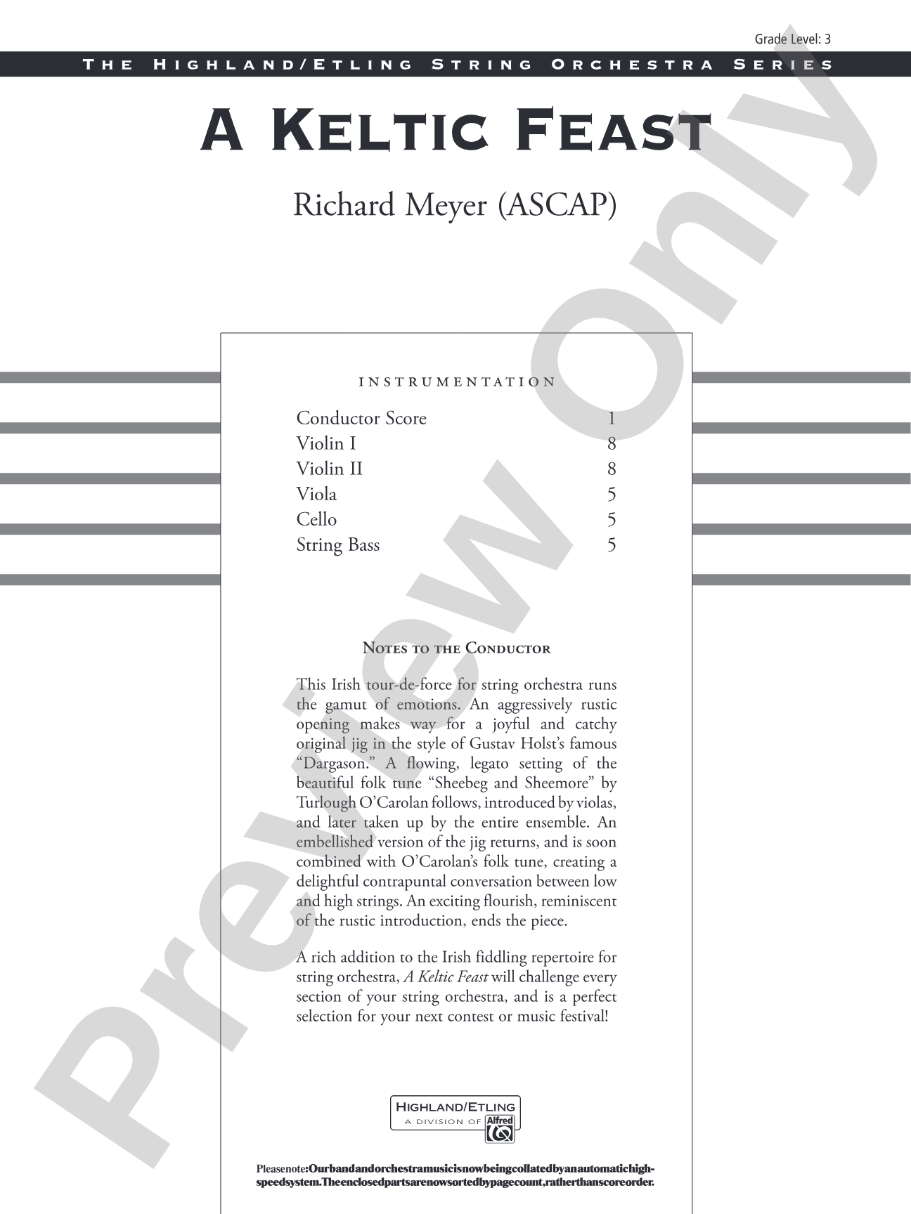 A Keltic Feast: String Orchestra Conductor Score & Parts