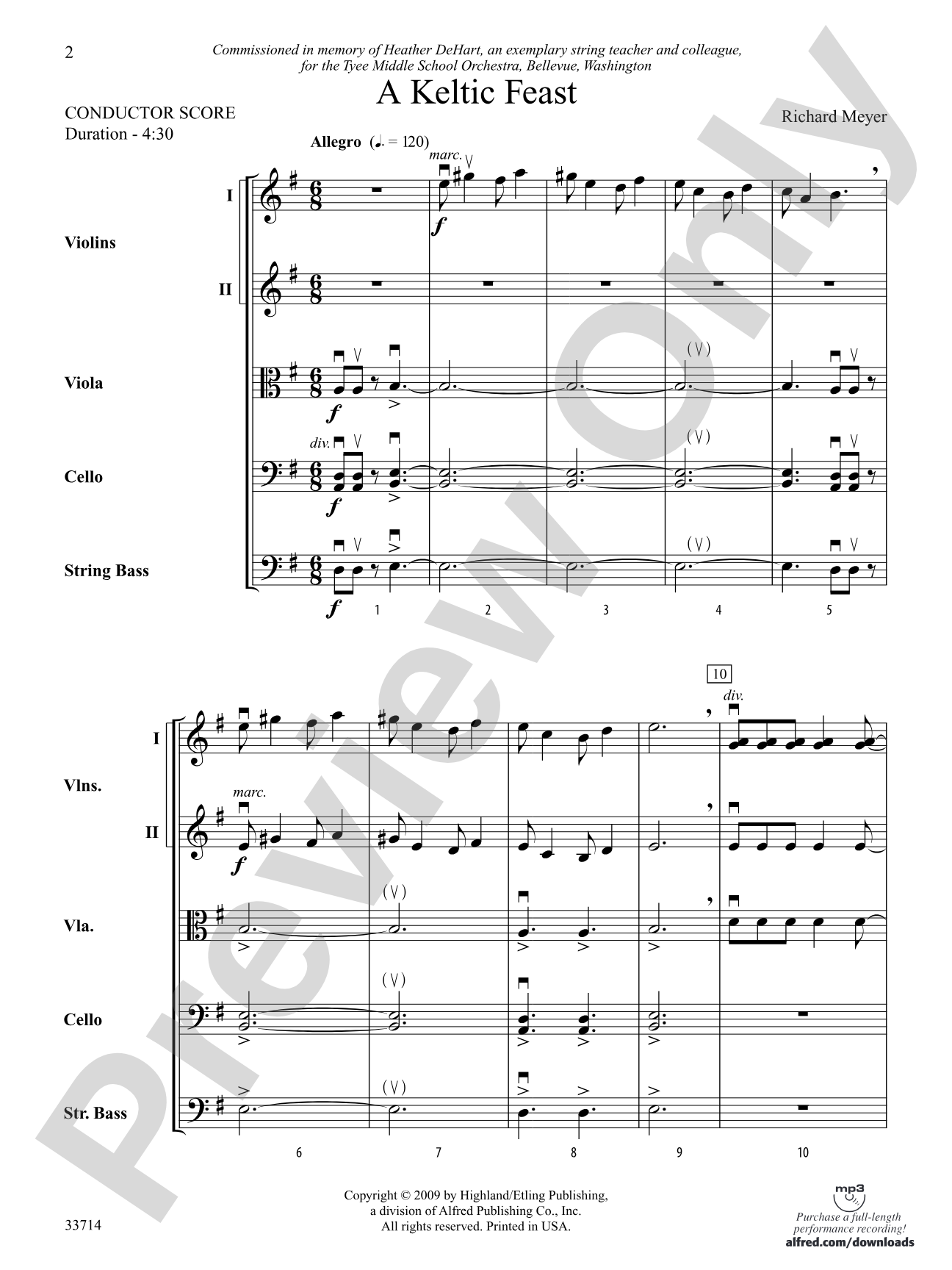 A Keltic Feast: String Orchestra Conductor Score & Parts