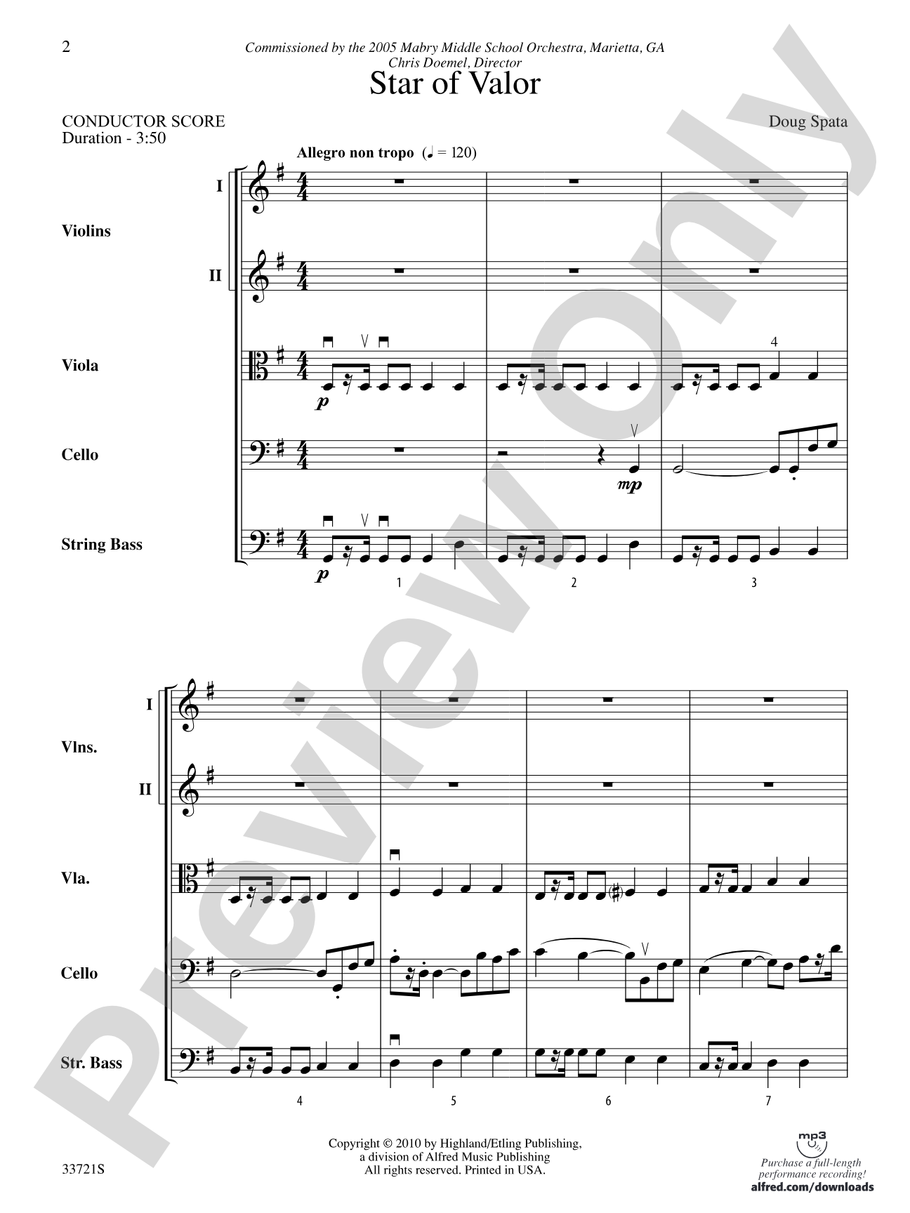 Star of Valor: String Orchestra Conductor Score & Parts