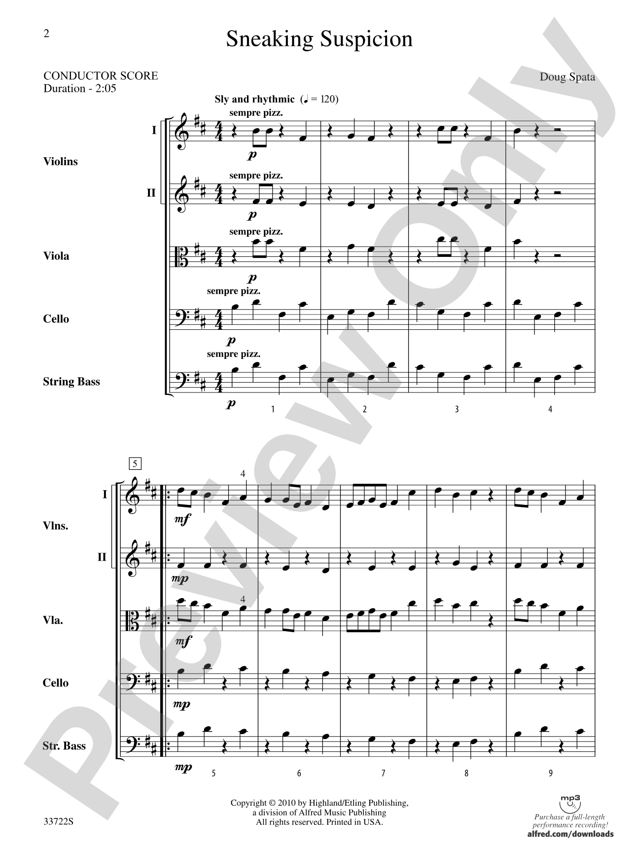 Sneaking Suspicion: String Orchestra Conductor Score & Parts