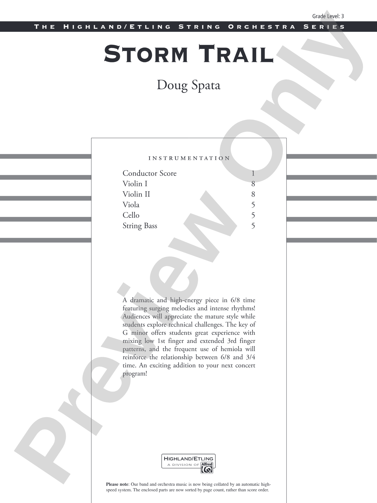 Storm Trail: String Orchestra Conductor Score & Parts