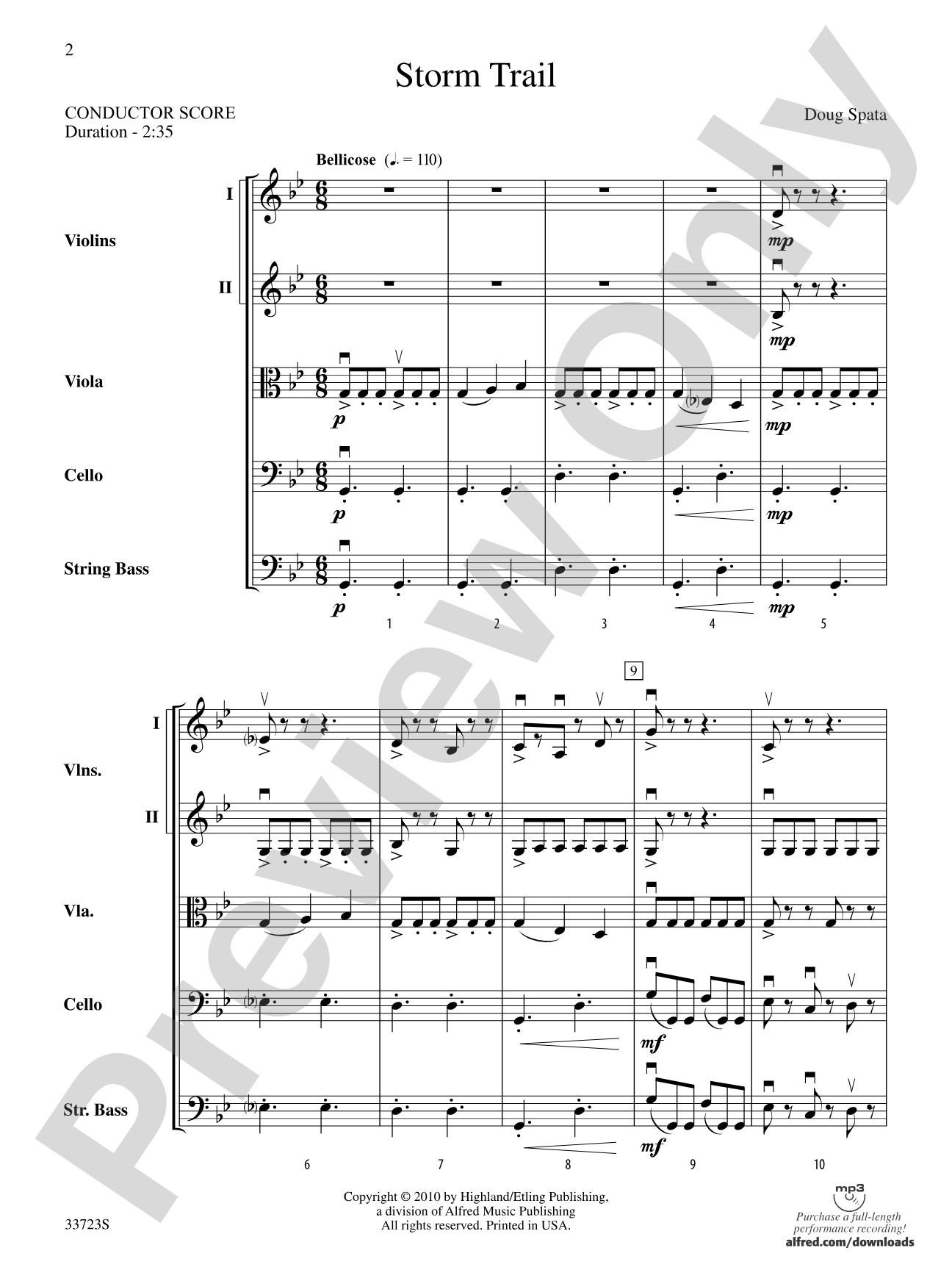Storm Trail: String Orchestra Conductor Score & Parts
