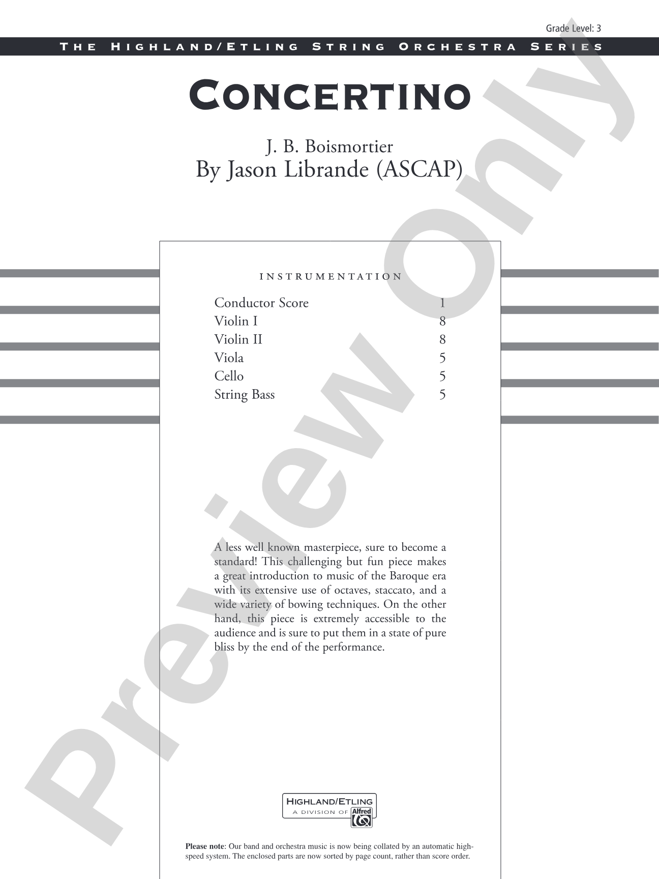 Concertino: String Orchestra Conductor Score & Parts